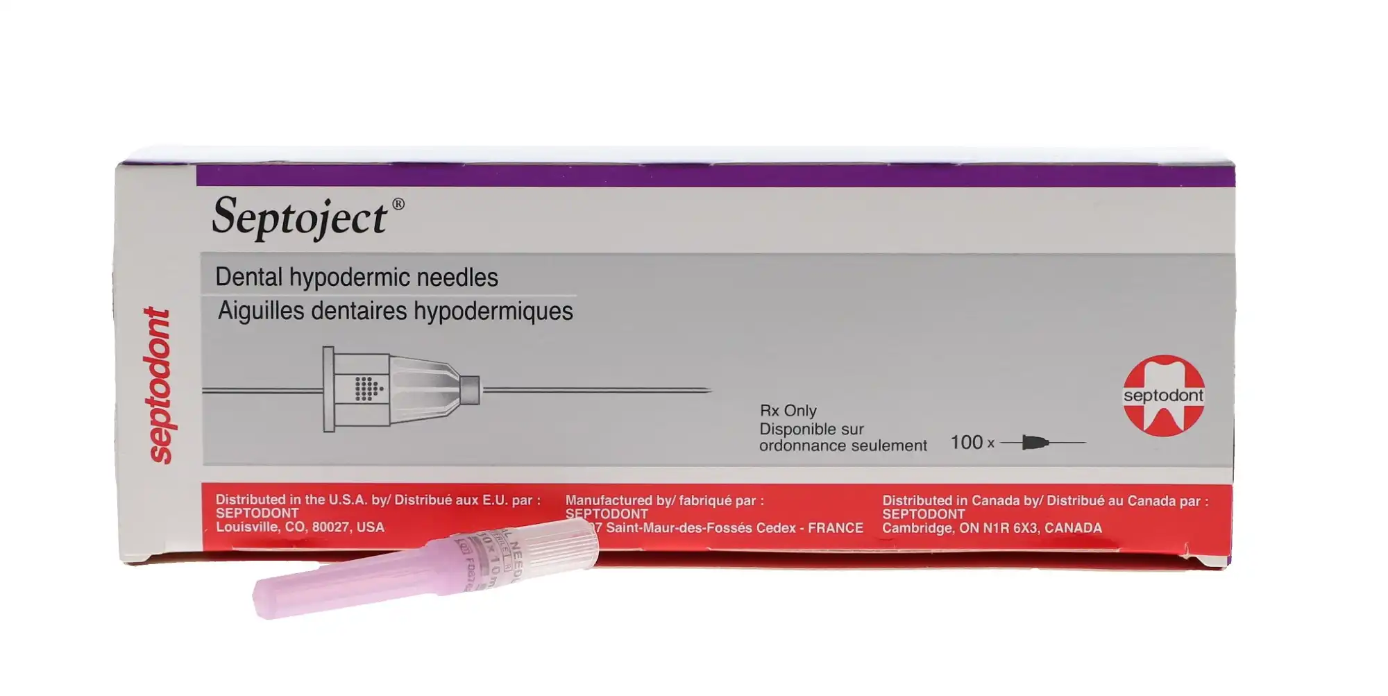 Septoject Dental Hypodermic Needles, Plastic Hub, Gauge 30, Extra Short (10mm), Purple, 100/Box, 01-N1300 thumbnail 10