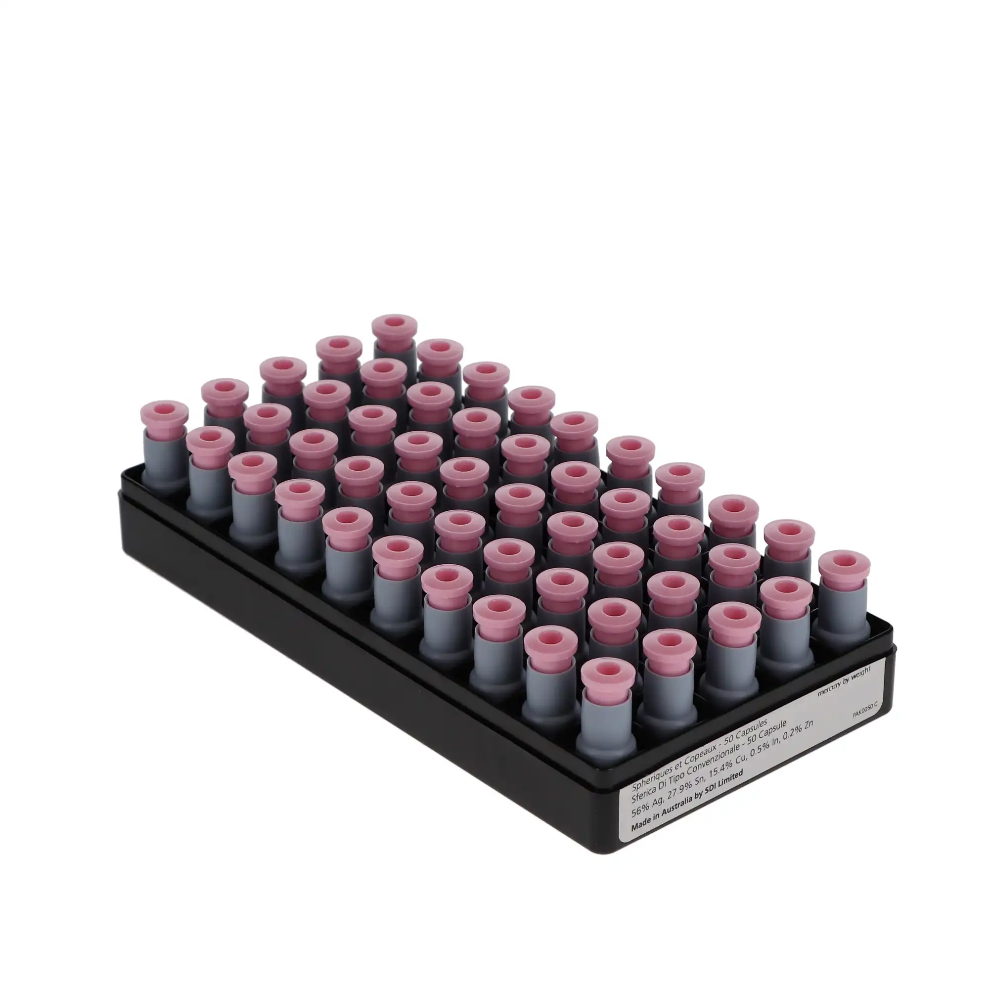 SDI Permite Dispersed Phase Amalgam Capsules, 1 Spill, Regular Set, 400 mg, Pink/Gray, 50/Box, 4001303 thumbnail 3