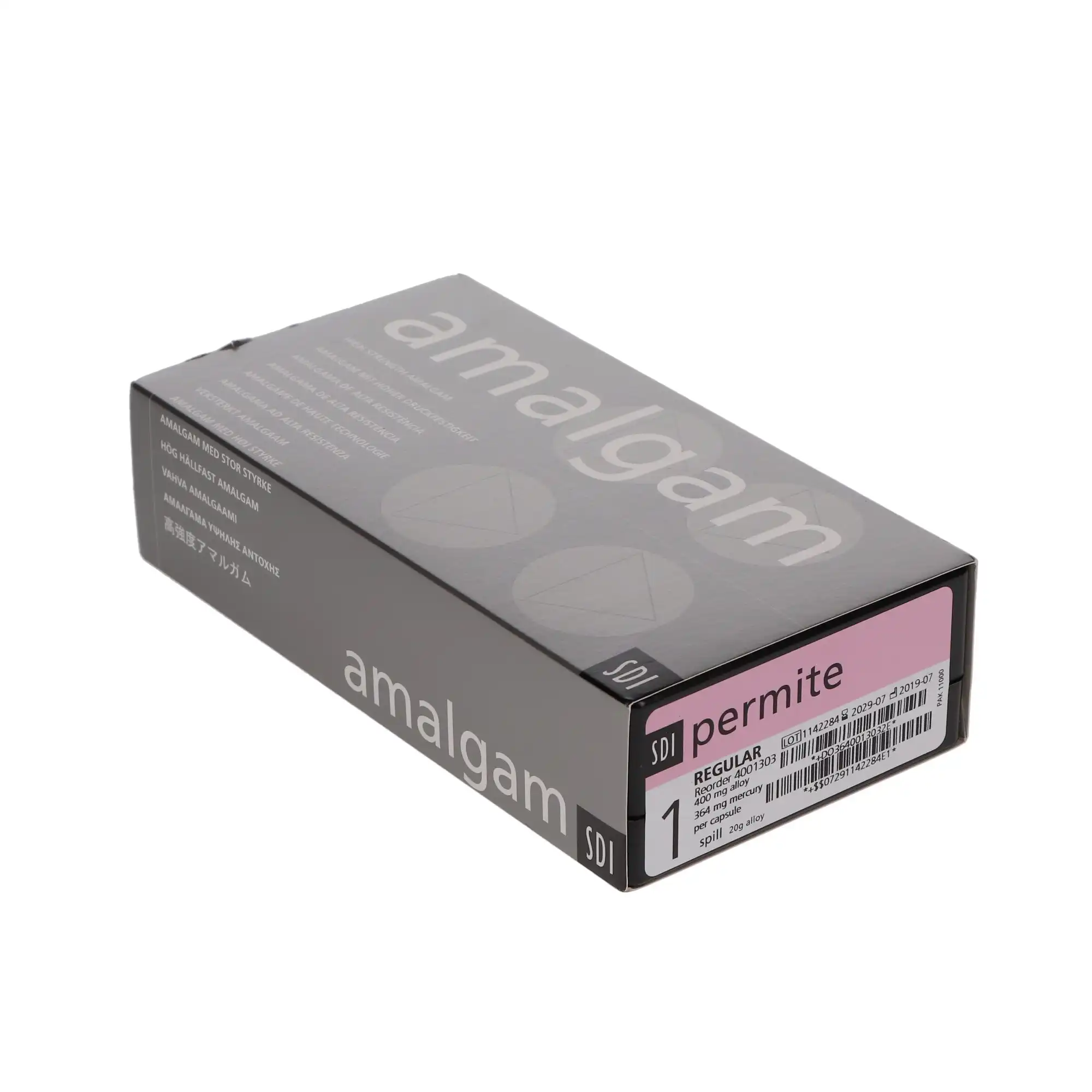 SDI Permite Dispersed Phase Amalgam Capsules, 1 Spill, Regular Set, 400 mg, Pink/Gray, 50/Box, 4001303 thumbnail 4