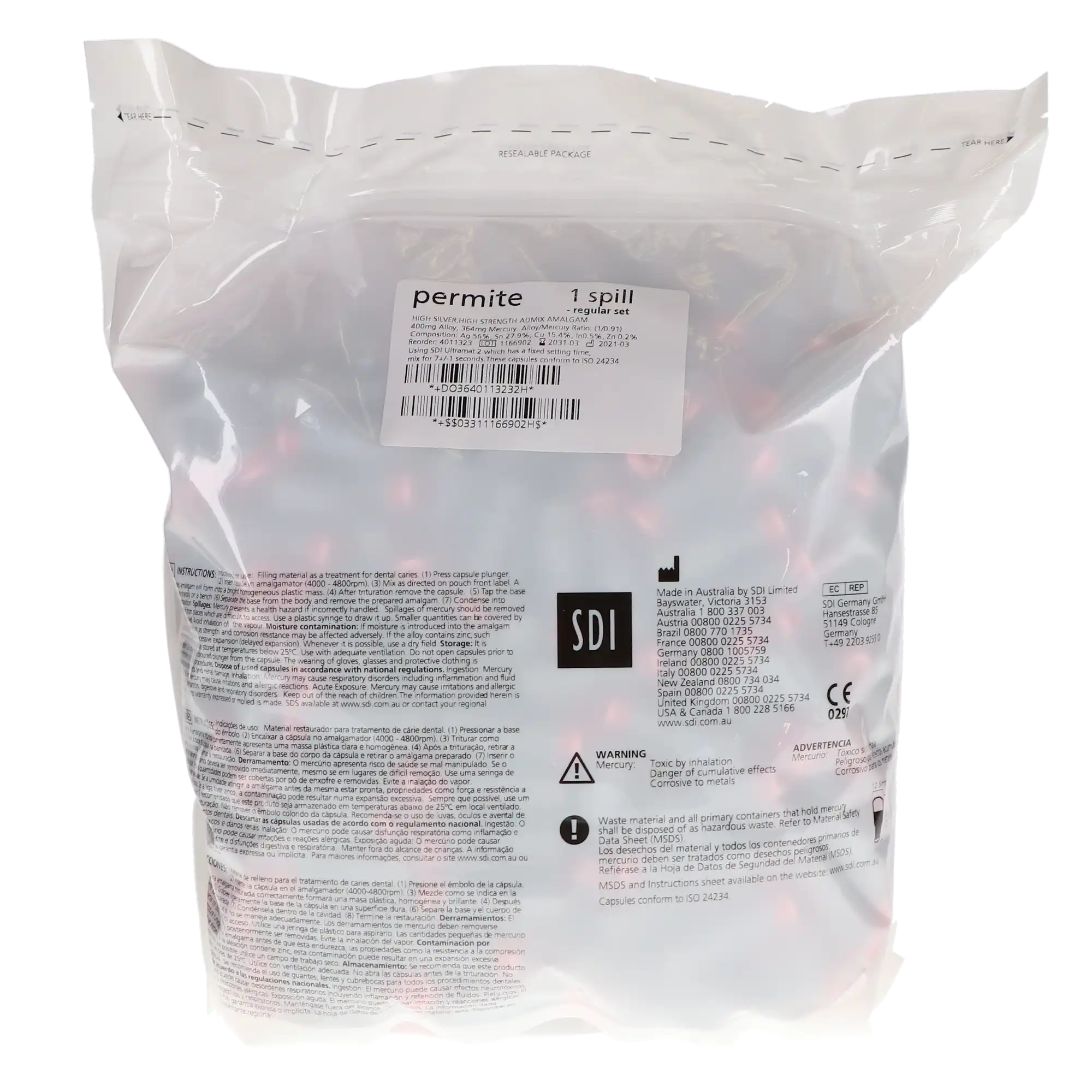 Permite Dispersed Amalgam Capsules, 1 Spill, Regular Set, 400 mg, 500/Pk thumbnail 4