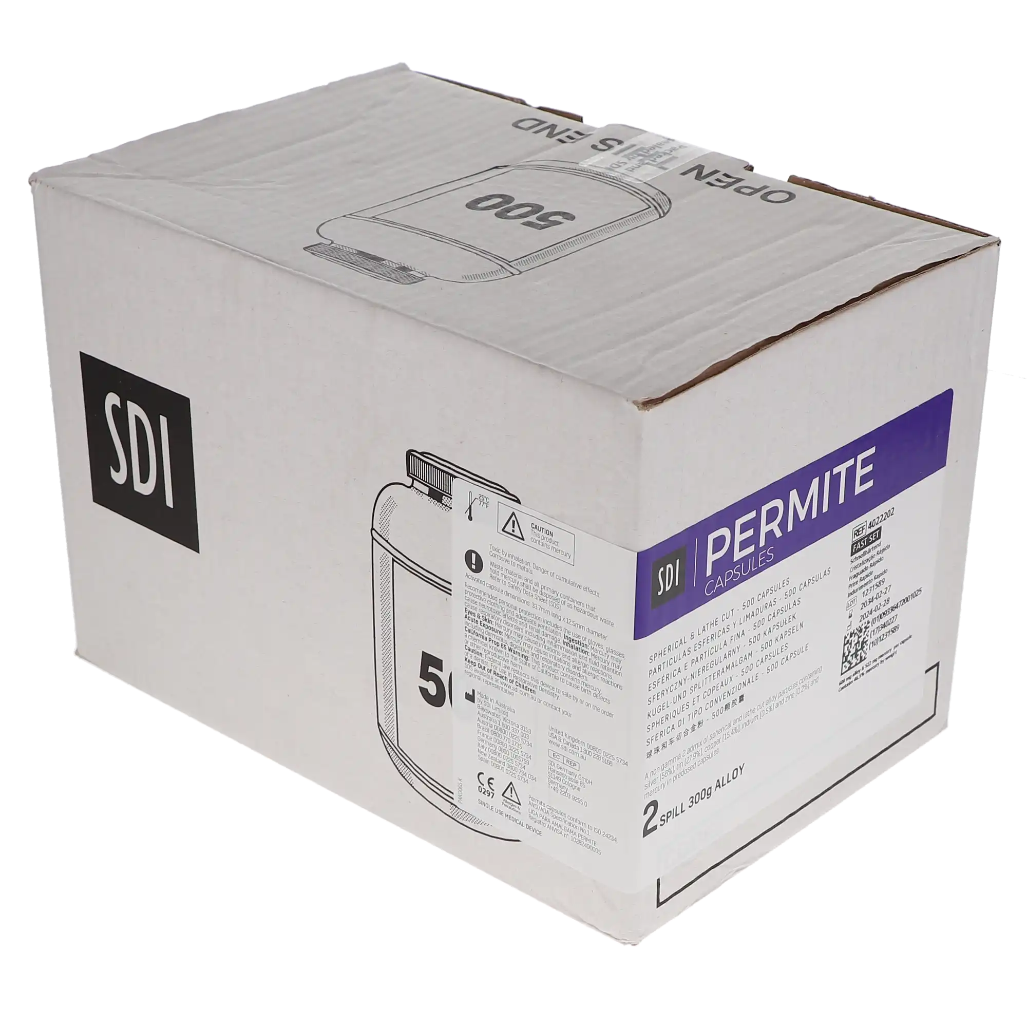 Permite Dispersed Phase Amalgam Capsules, 2 Spill, Fast Set, 600 mg, 500/Jar, Purple/Blue, 4022202 thumbnail 4