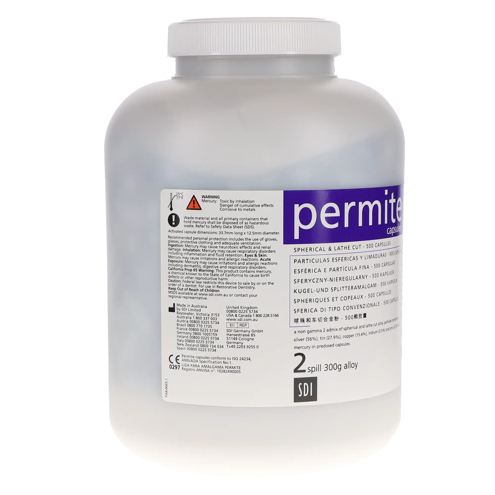 Permite Dispersed Phase Amalgam Capsules, 2 Spill, Regular Set, 600 mg, Purple/Gray, 500/Jar, 4022303 thumbnail 4