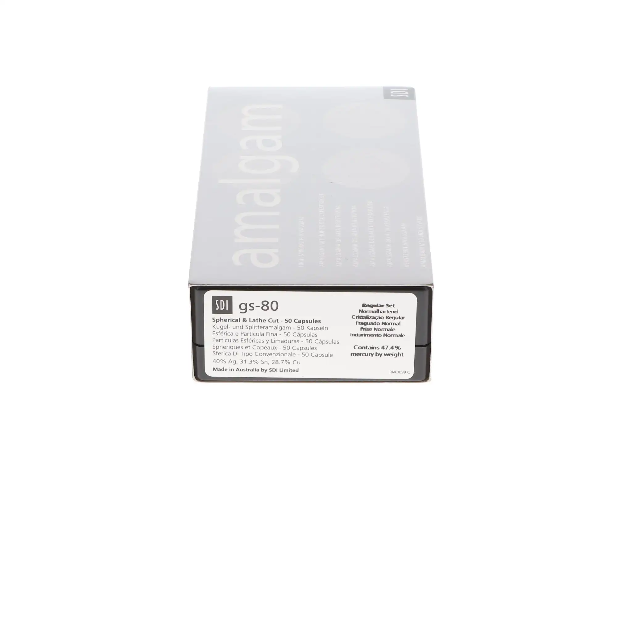 SDI GS-80 Dispersed Phase Amalgam Capsules, 2 Spill, Regular Set, 600 mg, 50/Pk thumbnail 4