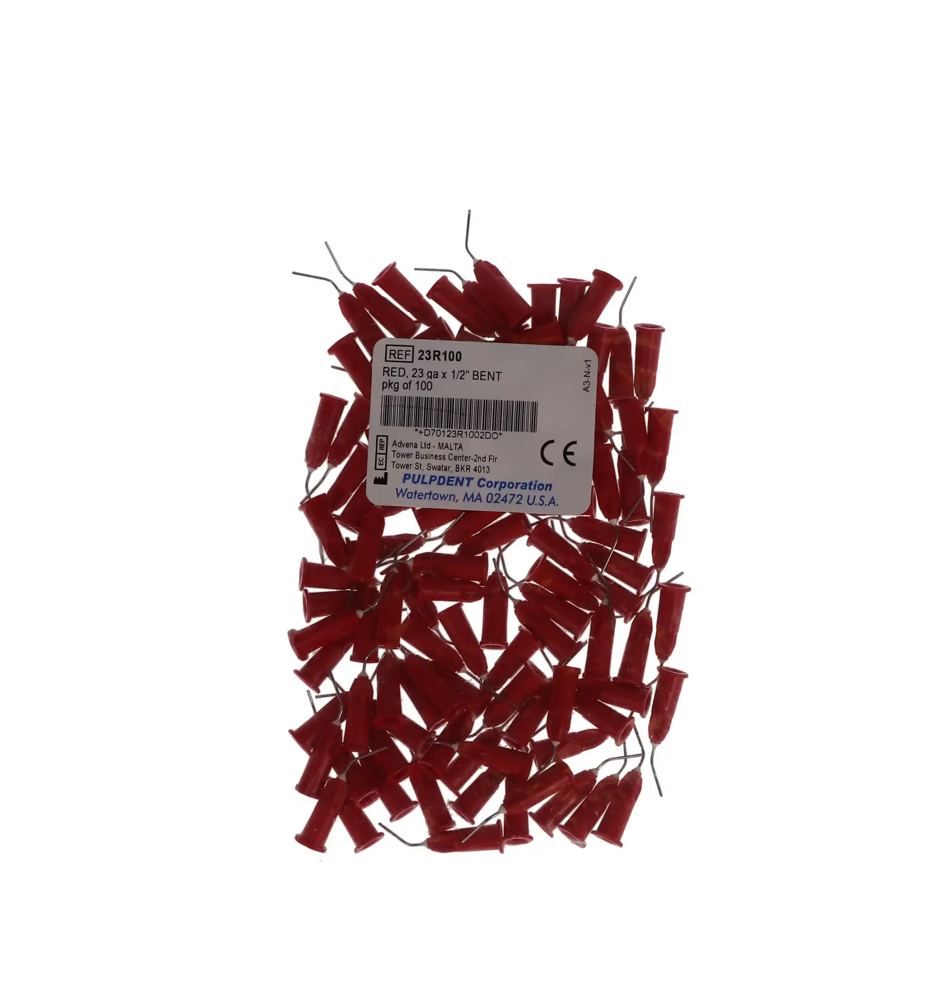 Pulpdent Pre-Bent Applicator Tips, 23 Gauge x 1/2", Red, Luer Lock, 100/Pk, 23R100 thumbnail 6