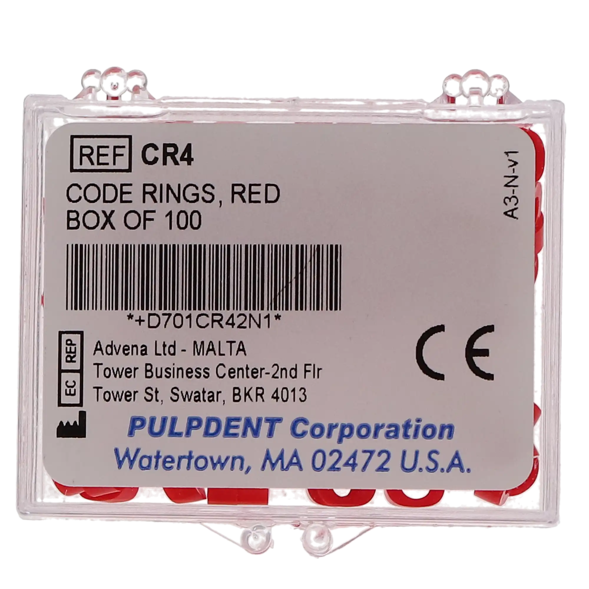 Pulpdent Code Rings Silicone Standard, Red, 1/8" ID x 1/8" Wide, 100/Pk, CR4 thumbnail 5