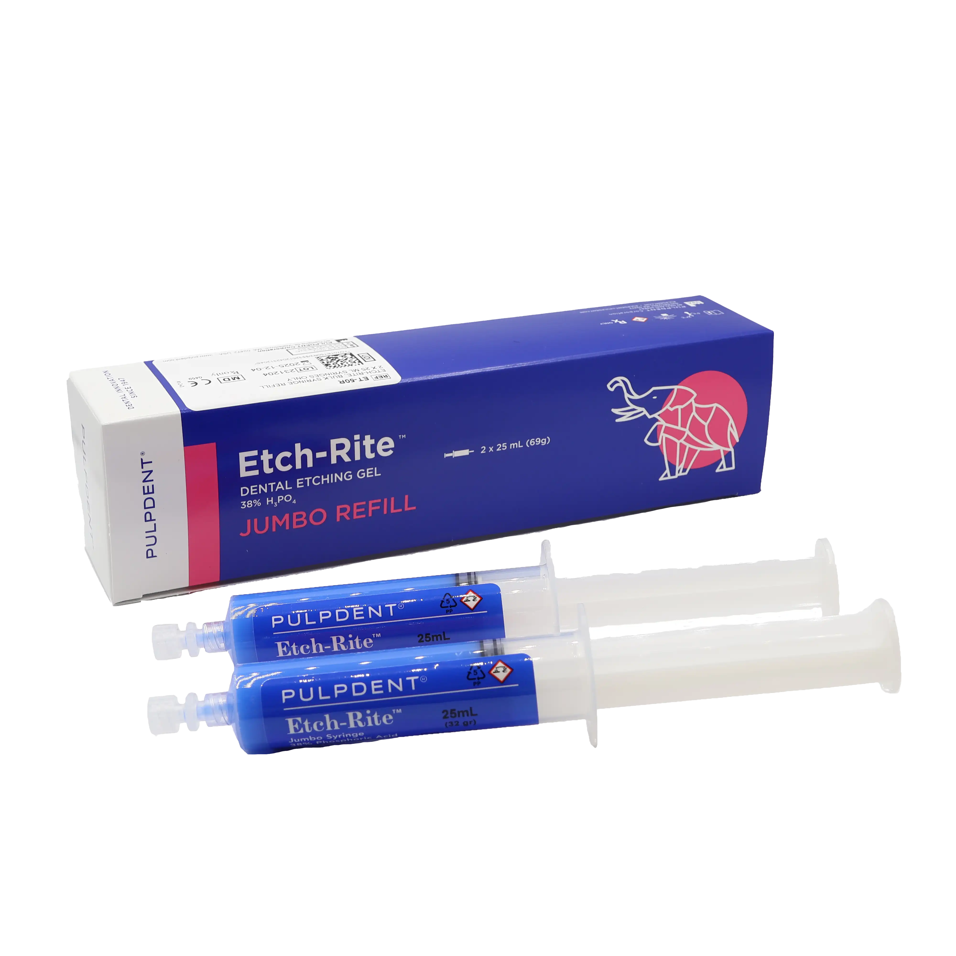 Pulpdent Etch-Rite 38% Phosphoric Acid Dental Etching Gel, Jumbo Syringe Refill, 2 x 25 mL, Blue, ET-50R thumbnail 8