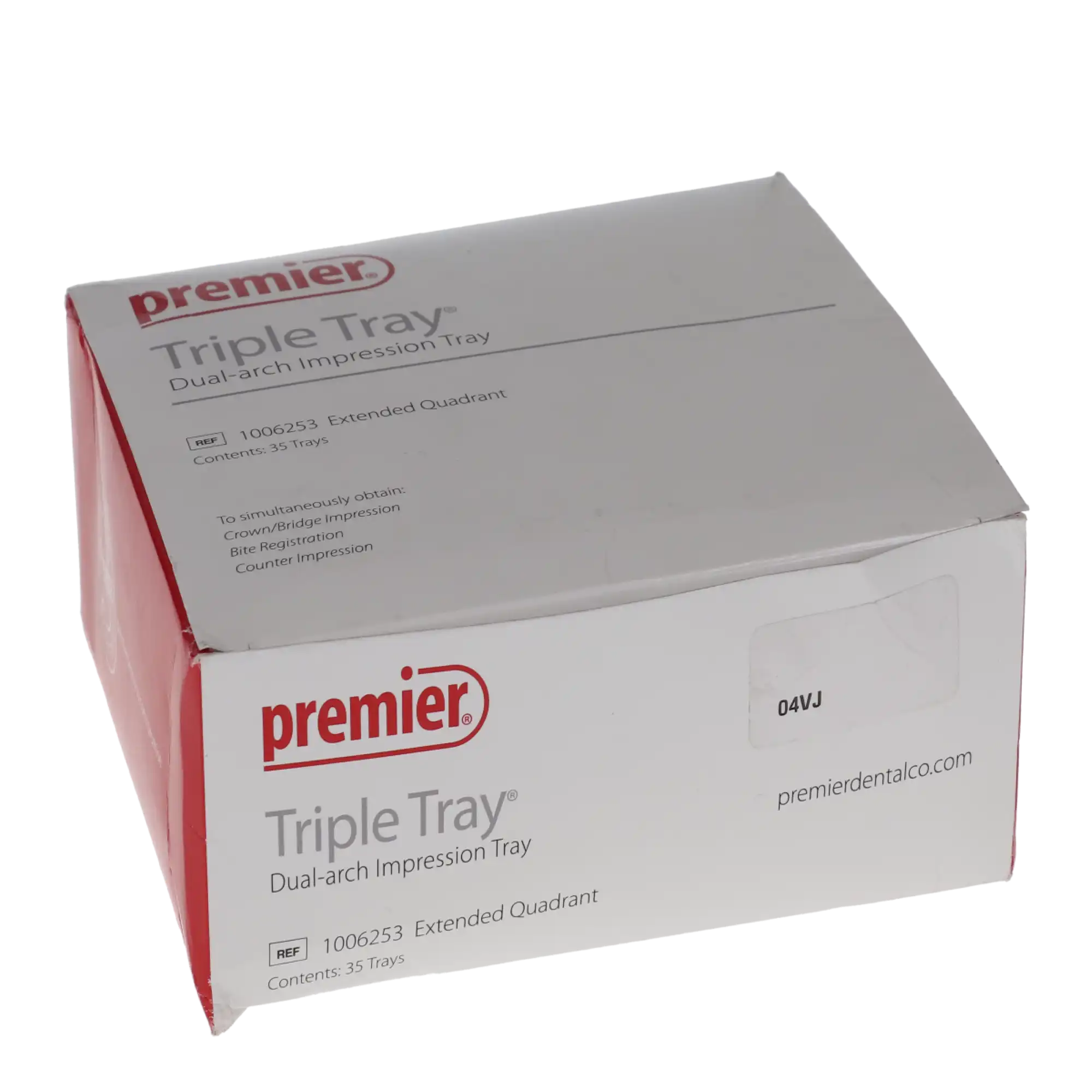 Premier Triple Tray Dual-Arch Impression Trays, Extended Quadrant, 35/Box, 1006253 thumbnail 5