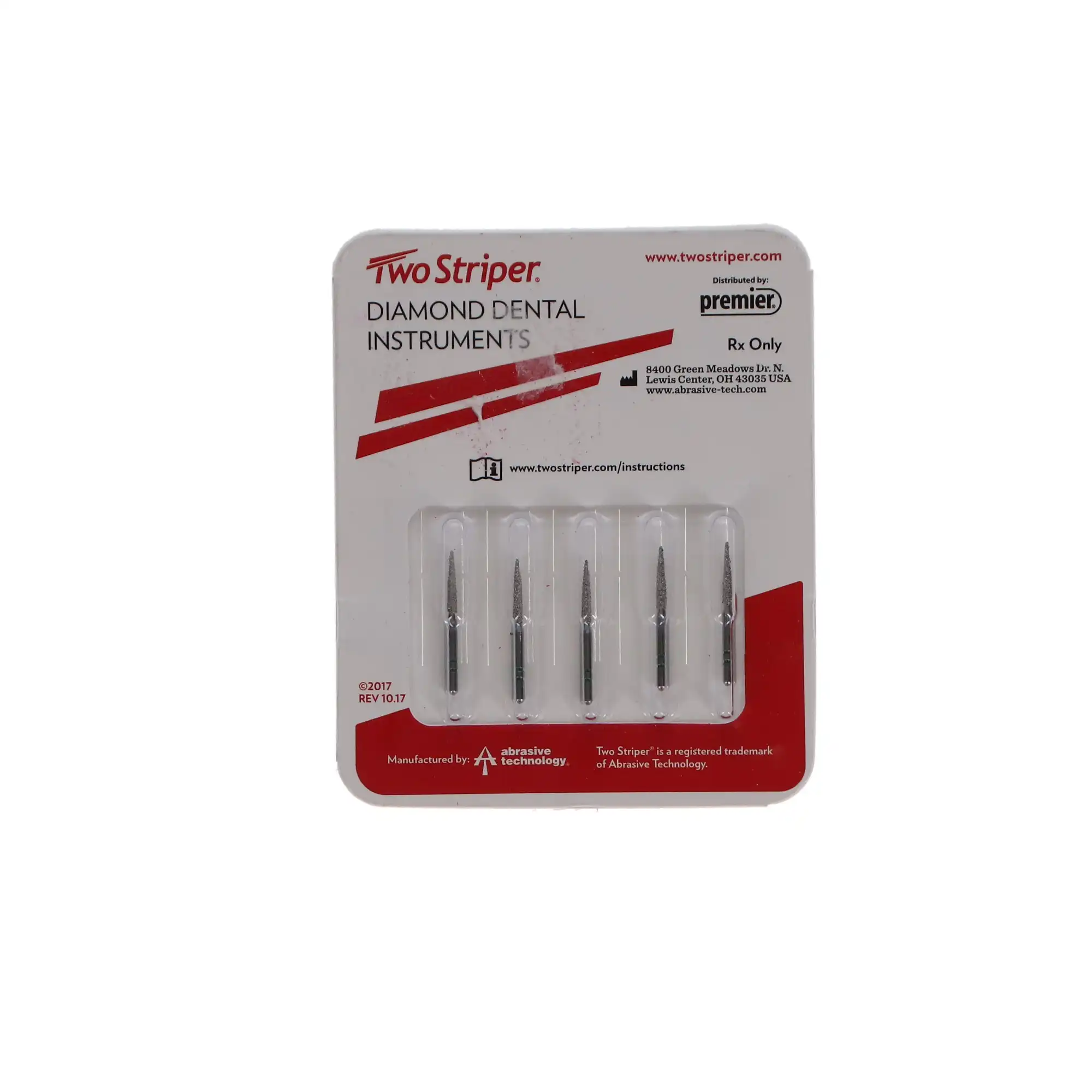 Premier Two Striper Diamond Bur FG, Flame, #260.8, Coarse, Green Ring, 5/Pk, 2015123 thumbnail 5