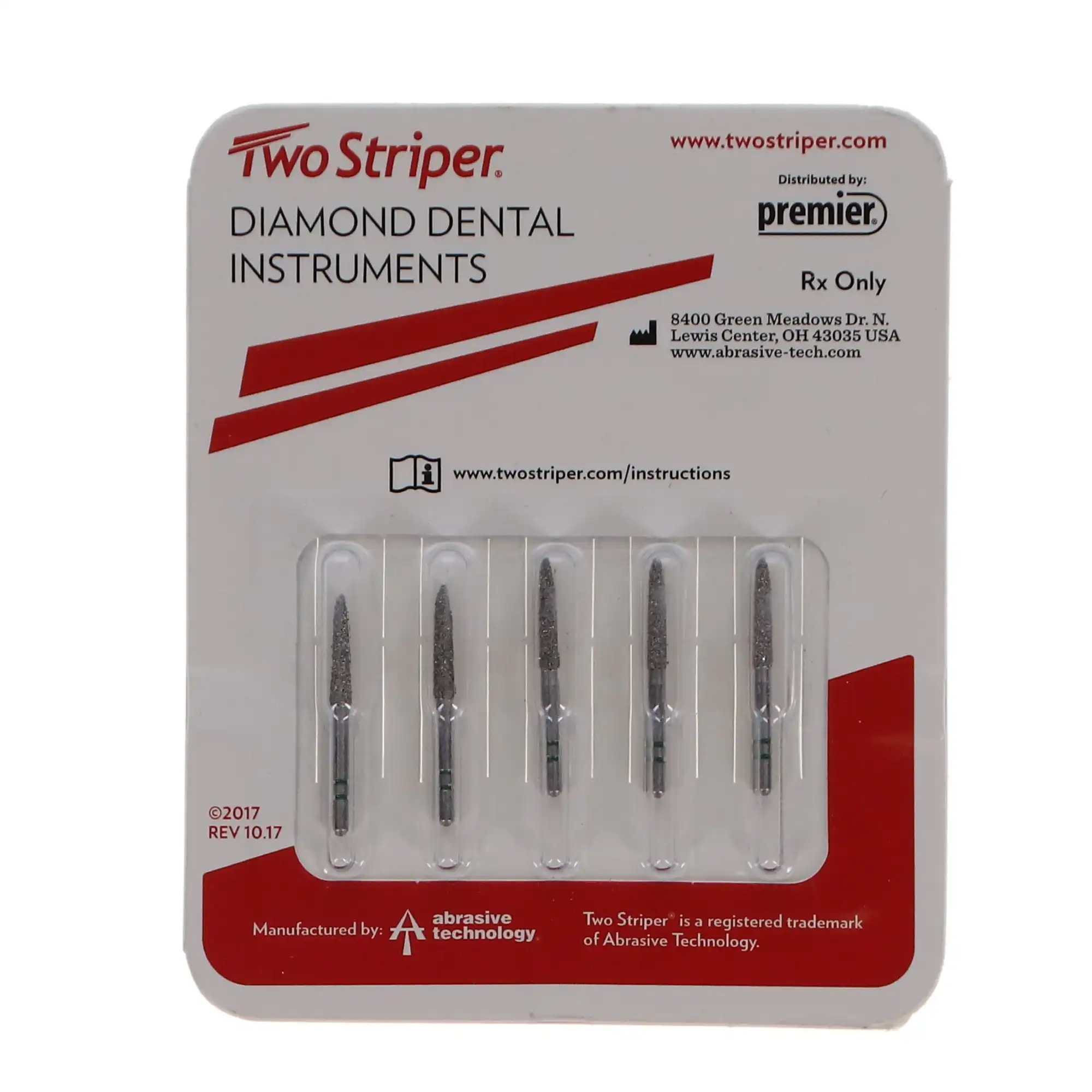 Two Striper Diamond Bur, FG, Flame, #270.9, Coarse, Green Ring, 1.9 mm Major/0.5 mm Minor Diameter, 9.0 mm Length, 5/Pk, 2015139 thumbnail 6