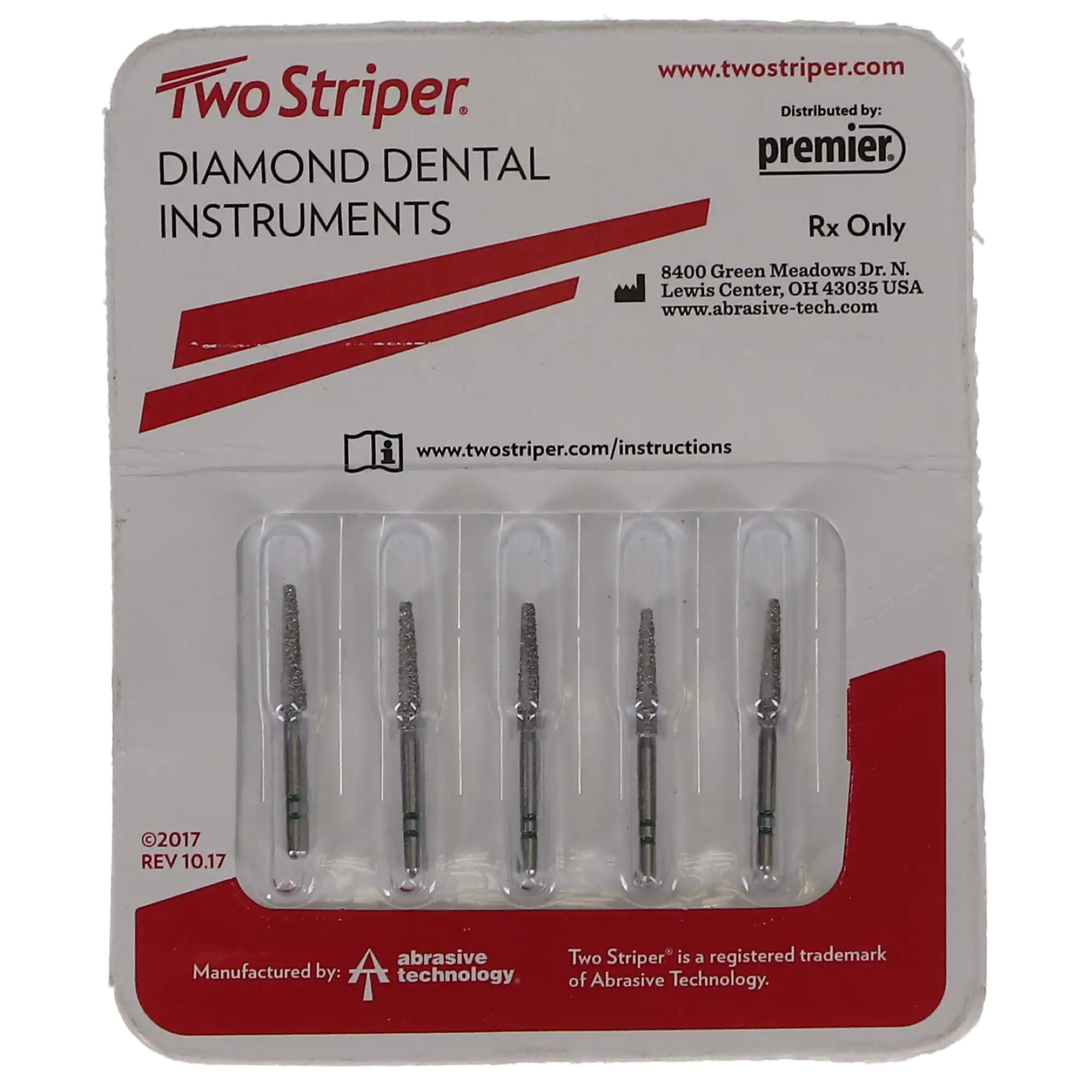 Premier Two Striper Diamond Bur, FG, Flat-End Taper, 701.9, Coarse, Green, 5/Pk, 2015341 thumbnail 5