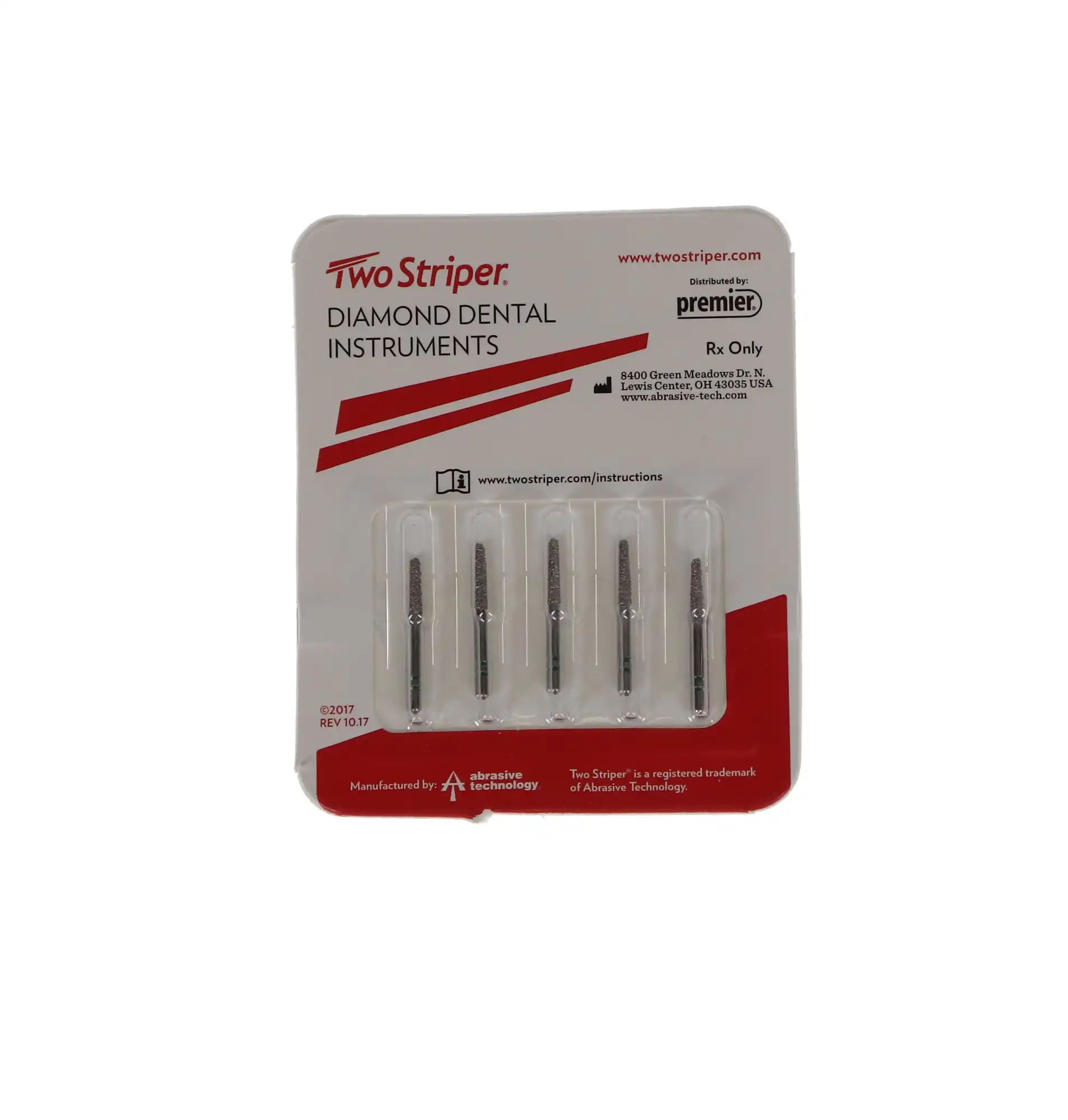 Premier Two Striper Diamond Bur, FG, Round-End Taper, #770.8, Coarse, Green, 5/Pk, 2015457 thumbnail 5