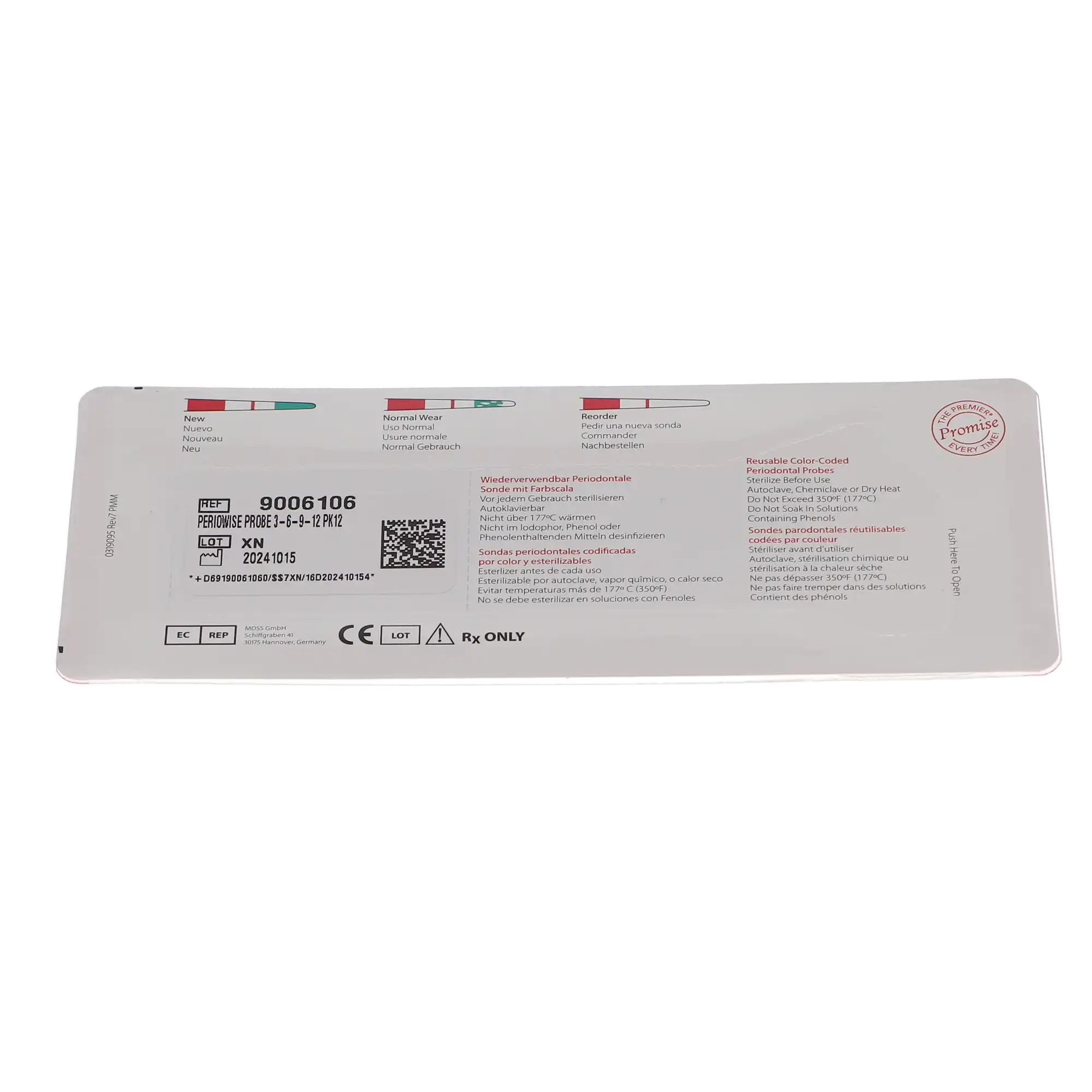 PerioWise Periodontal Probes, 3-6-9-12 mm, Color-Coded, Single End, 12/Pk, 9006106 thumbnail 4