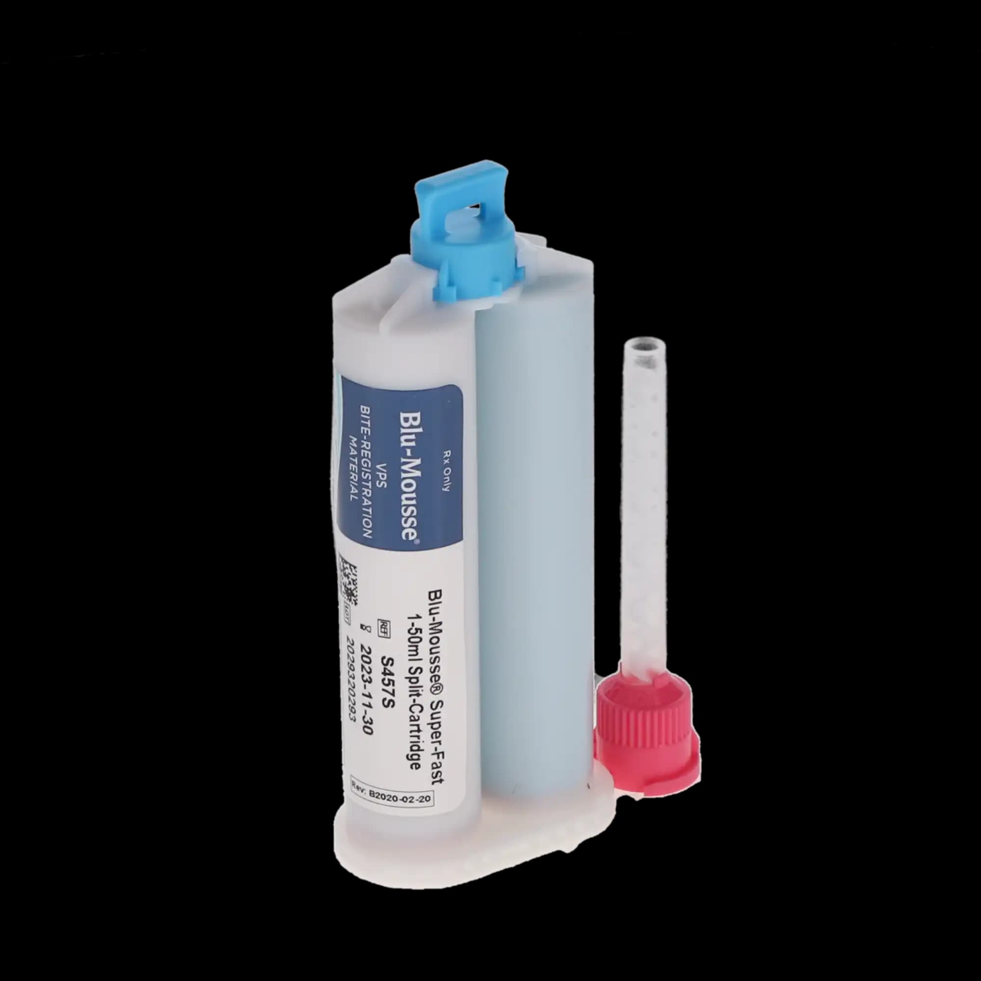 Blu-Mousse VPS Bite Registration Material, Super-Fast (30-Second Set), Scent-Free, 50 ml Split Cartridge, 2/Pk, S457S thumbnail 2