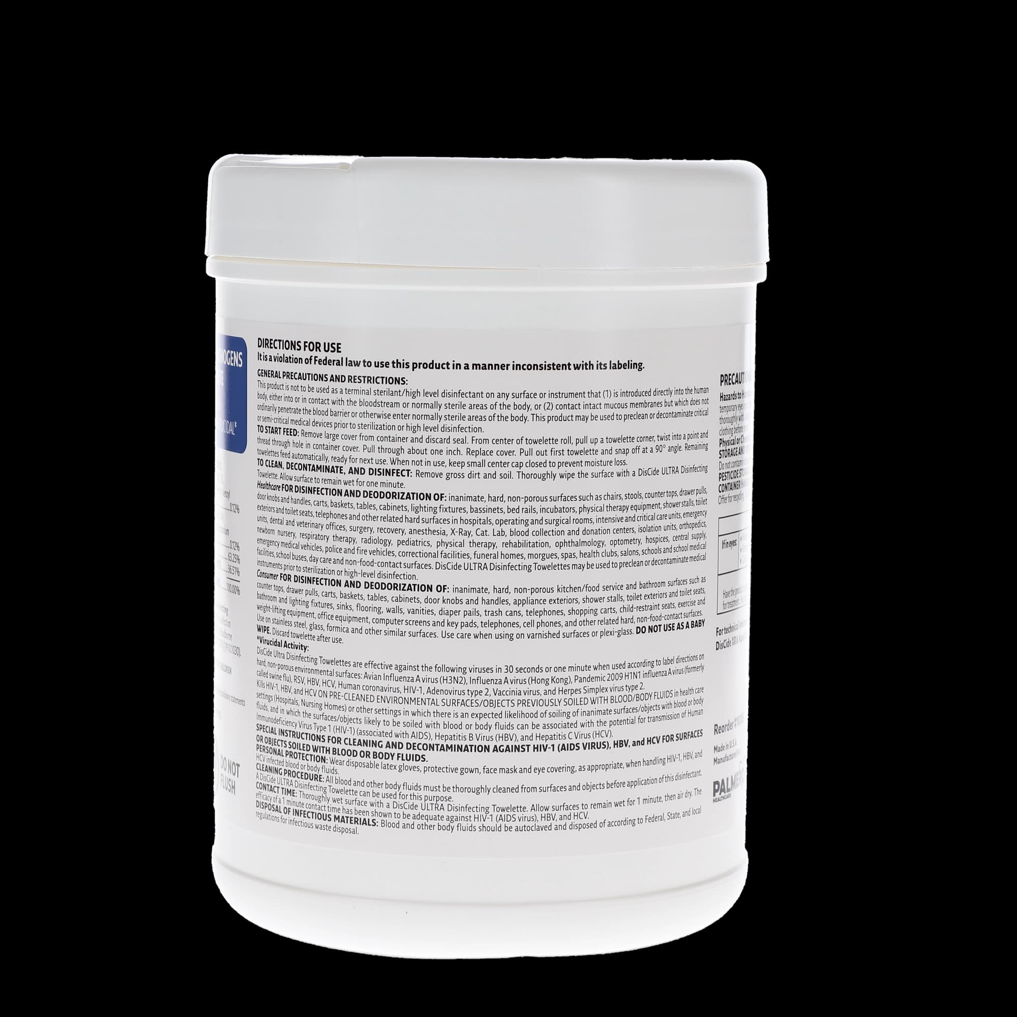 Discide Ultra Disinfecting Wipes, X-Large, 60 Wipes/Canister, 12 Canisters/Case thumbnail 4