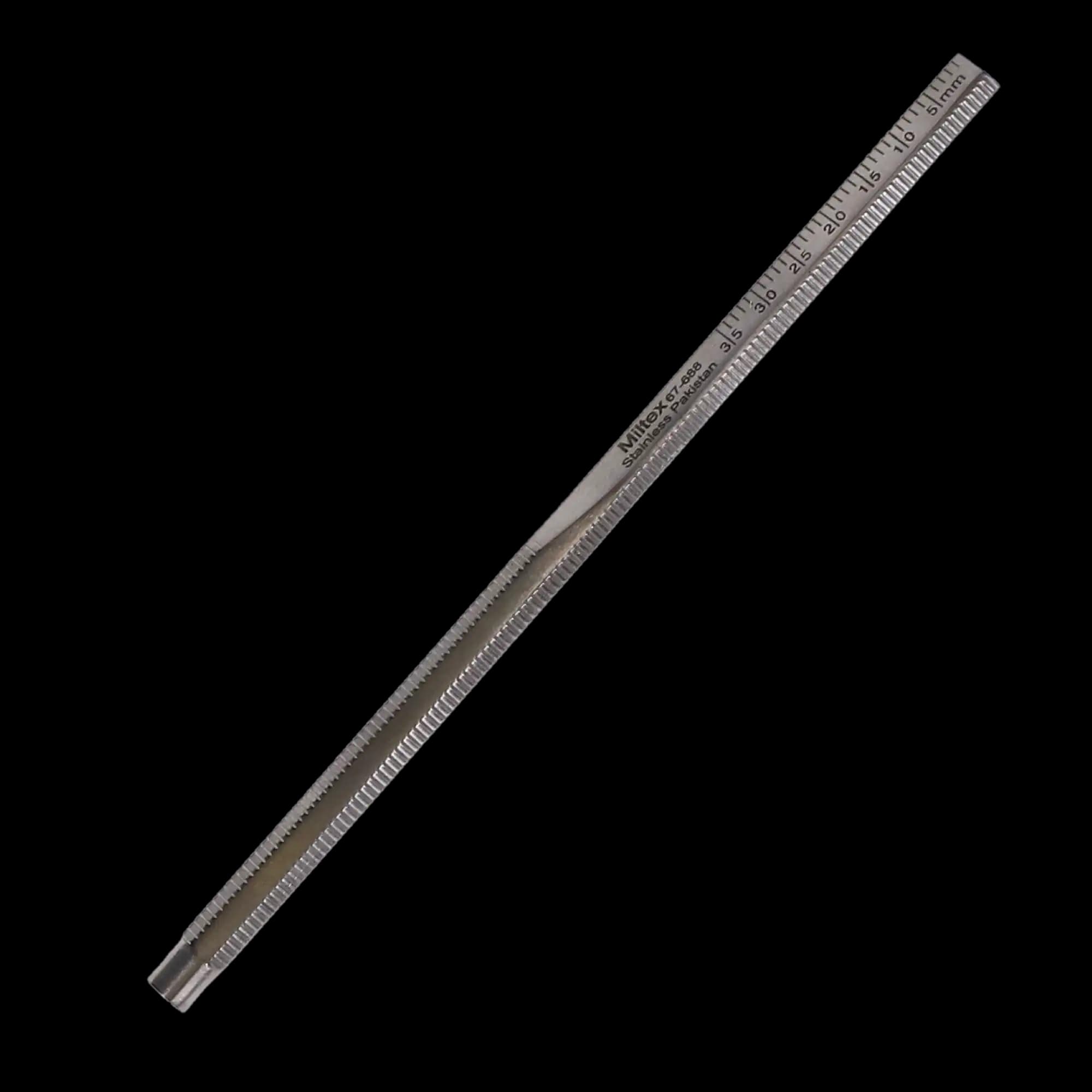 Miltex Cone Socket Mirror Handle #5, Serrated, Octagonal, with Ruler, 1/Pk, 67-688 - Miltex Mirror Handle #5 CS Serr w/rule - Image 1