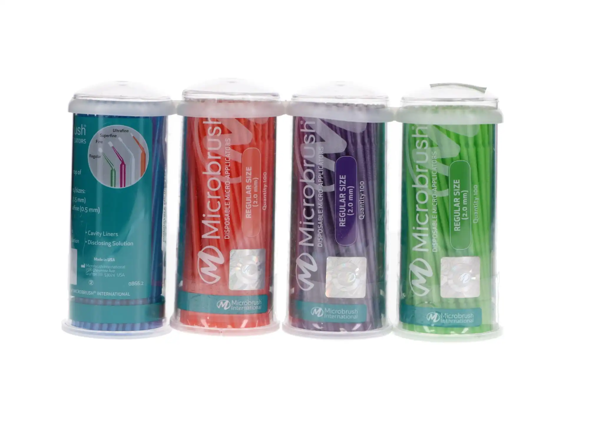 Microbrush Tube Series Disposable Applicators, Regular (2 mm), Assorted Colors, 400/Pk (4 Tubes of 100), MRA400 thumbnail 10
