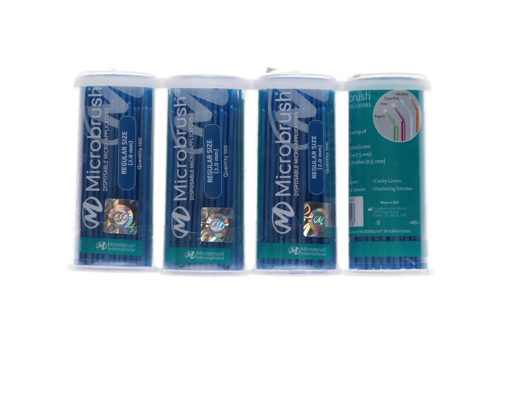 Microbrush Tube Series Applicators, Regular, Blue, 2mm Tip, 400/Pk (4 Tubes of 100), MRB400 thumbnail 7
