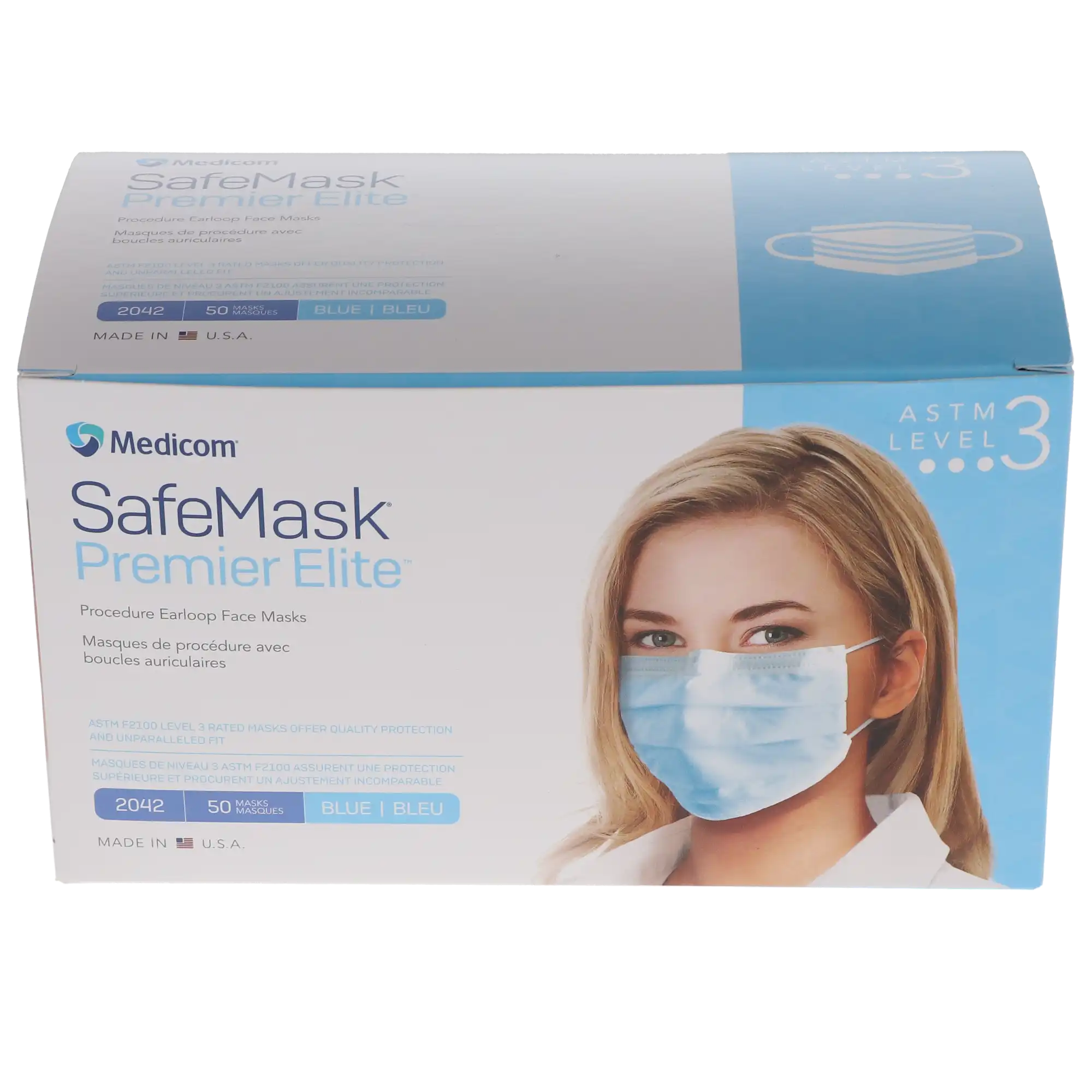 SafeMask Premier Elite Procedure Face Mask, ASTM Level 3, Blue, Ear Loop, 50/Box, 2042 thumbnail 14