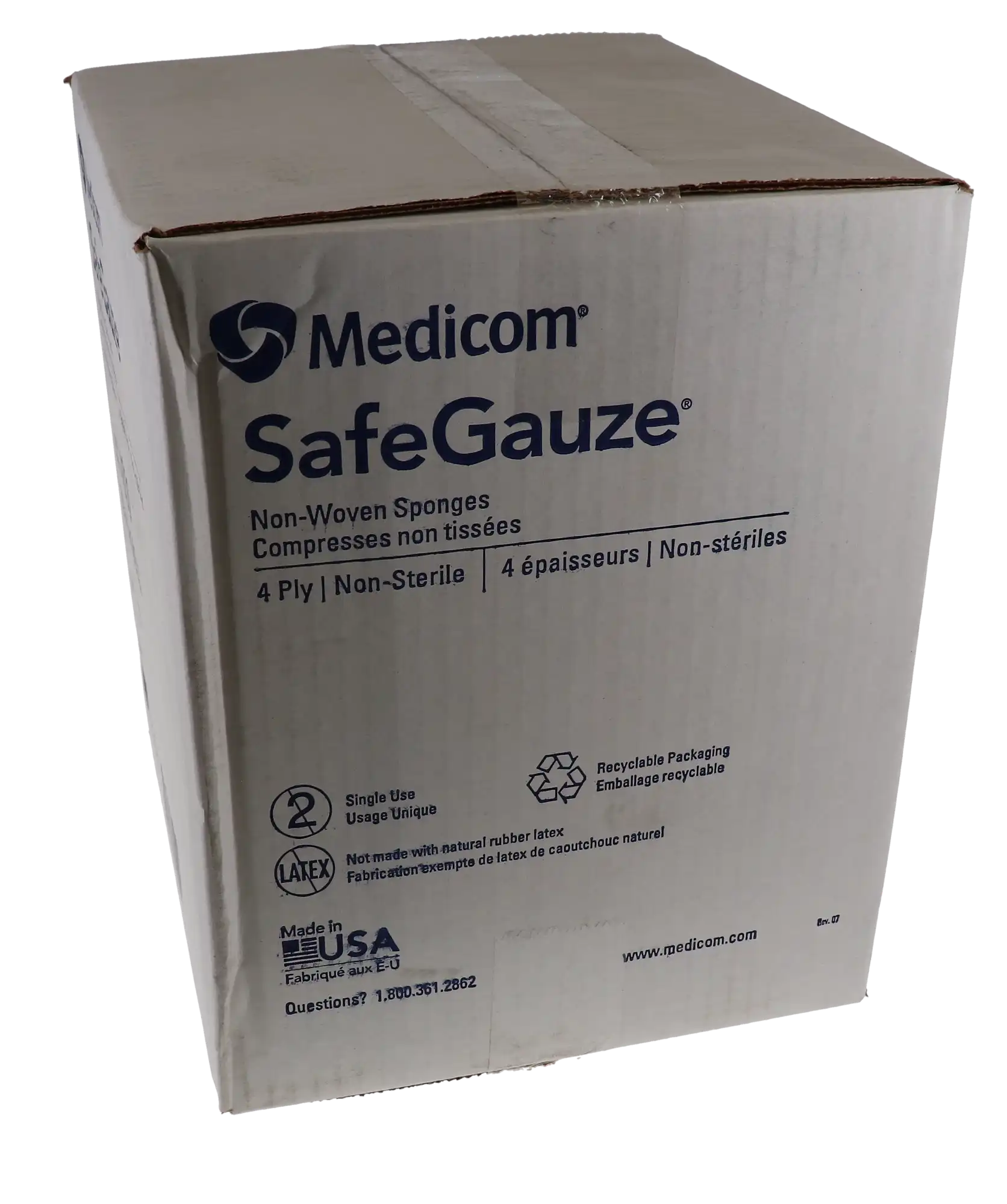 SafeGauze Premium Non-Woven Sponges, Non-Sterile, 4-Ply, 2" x 2", White, 4000/Case, 4522 thumbnail 5