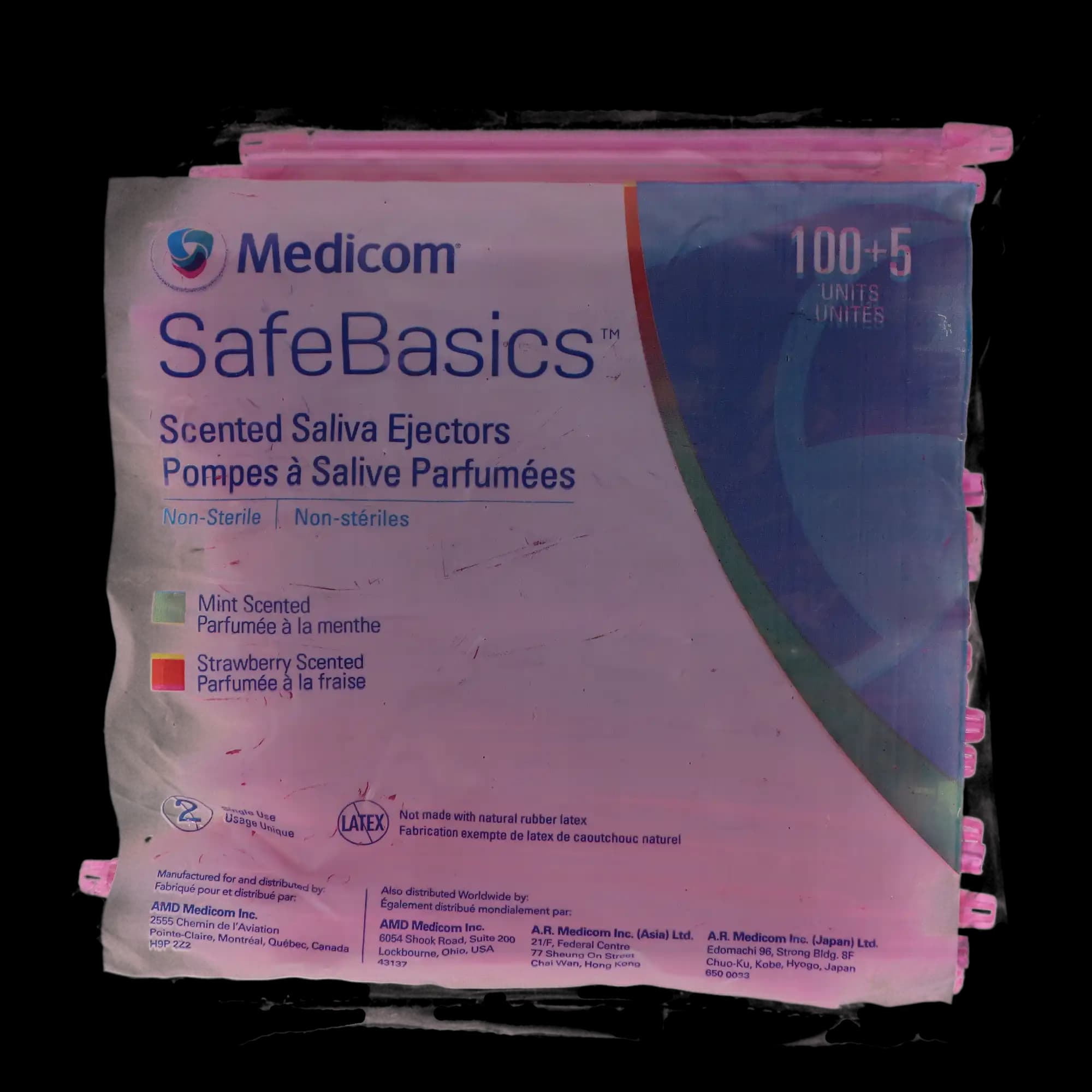Medicom SafeBasics Saliva Ejectors, Strawberry Scented, 6", Clear Pink w/ Pink Tip, Latex-Free, 105/Bag, 714 thumbnail 8