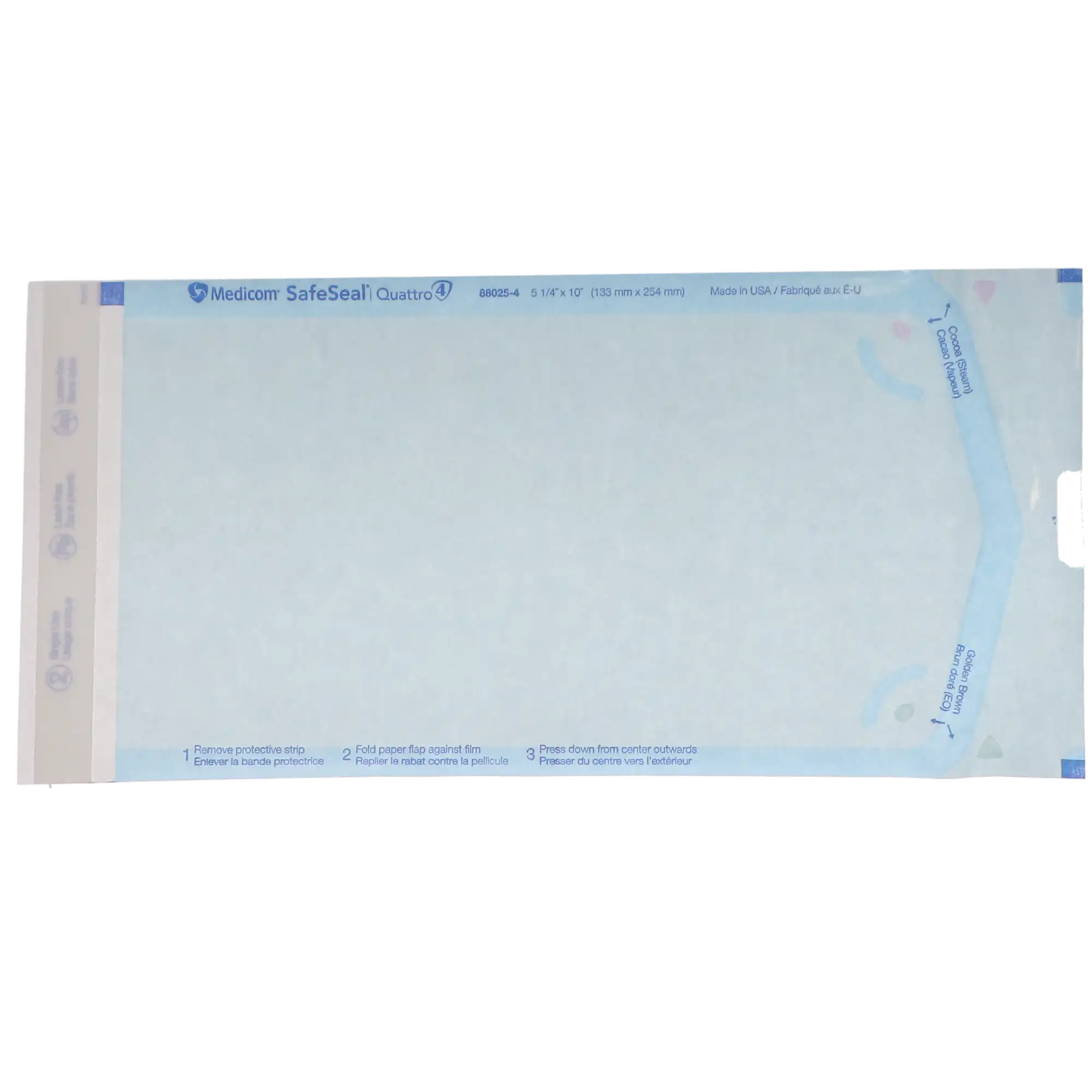 Medicom SafeSeal Quattro Self-Sealing Sterilization Pouches, 5.25" x 10", Blue Film/Paper, 200/Box, 88025-4 thumbnail 12
