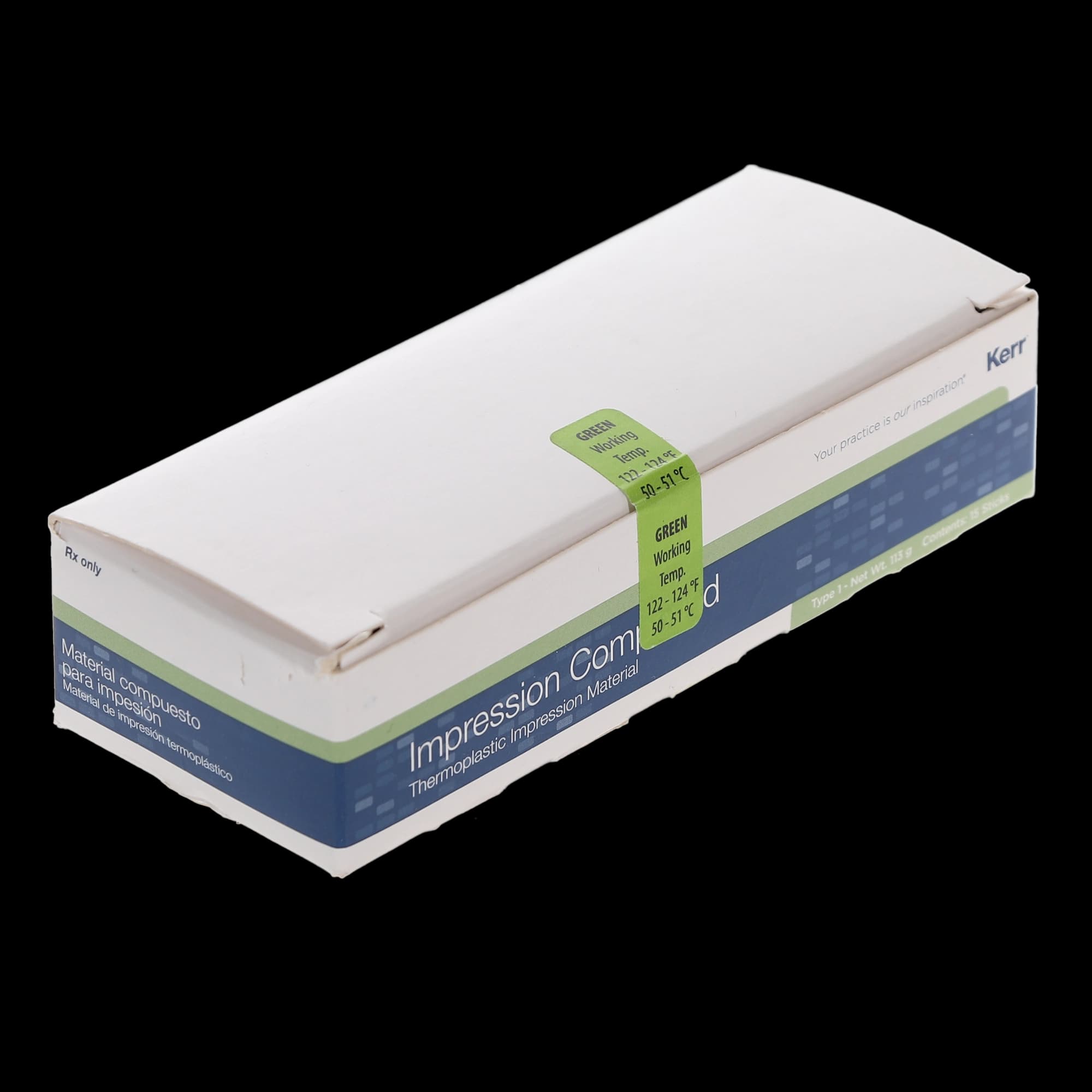Kerr Impression Compound Sticks, Green, Low Fusing (122-124°F), 1/4 lb, 15/Box, #00444 thumbnail 9