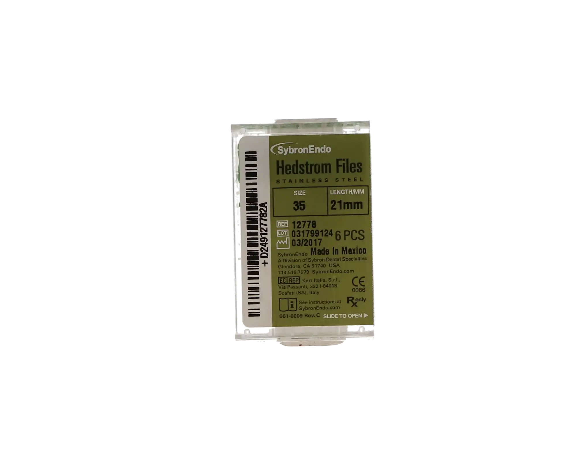 Sybron Endo Hedstrom Files, Stainless Steel, 21 mm, #35, Green, 6/Pk, 12778 thumbnail 6