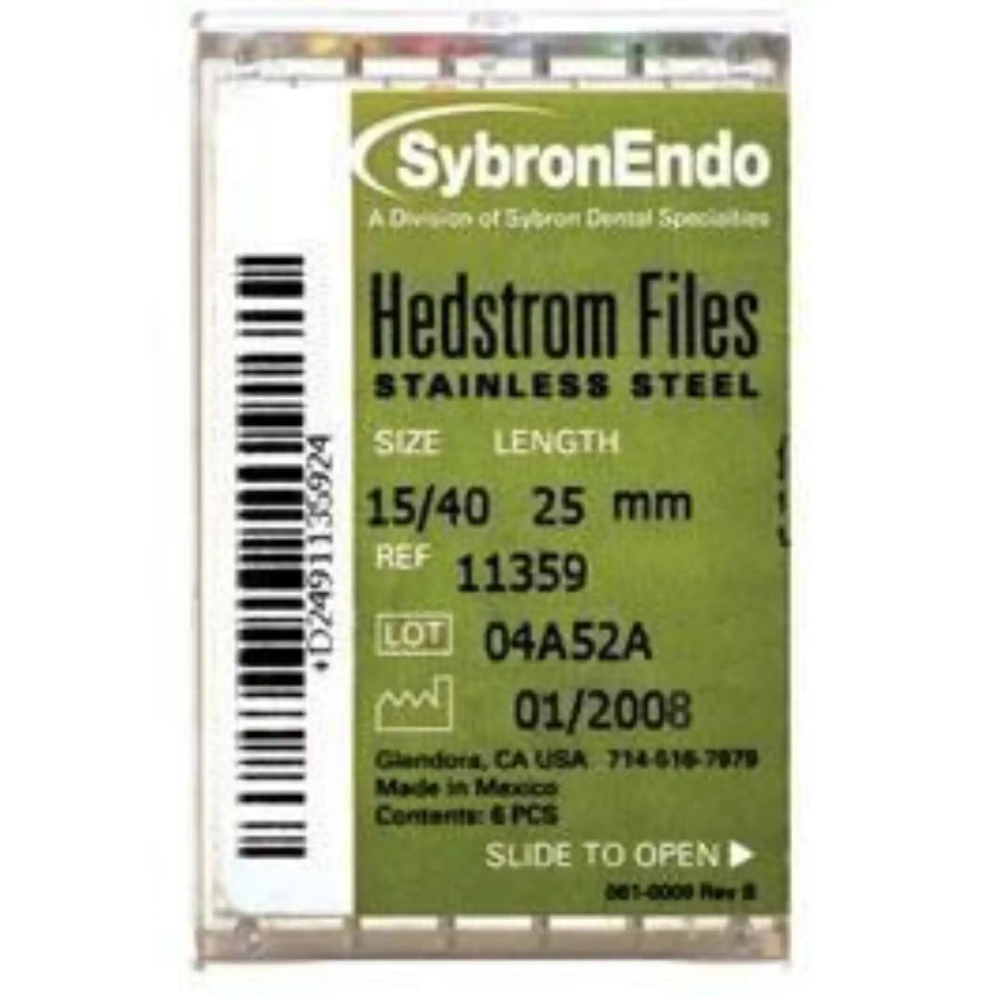 Sybron Endo Hedstrom Files, Stainless Steel, 21 mm, #45-80 Assorted, 6/Pk, 12810 - Sybron Endo, Hedstrom Files, Stainless Steel, 21 mm, # 45-80, Assorted, 6/Pk, 12810 - Image 1