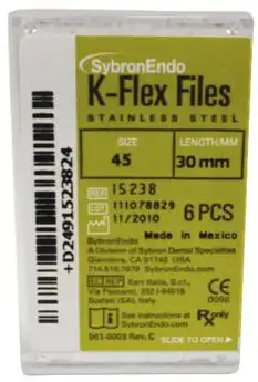 Kerr K-Flex Endodontic Files, #45, 30mm, White, Stainless Steel, 6/Pack, 15238 thumbnail 3