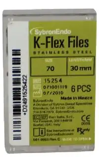 Kerr K-Flex Endodontic Files, #70 (Green), 30 mm, Stainless Steel, 6/Pack, 15254 thumbnail 3