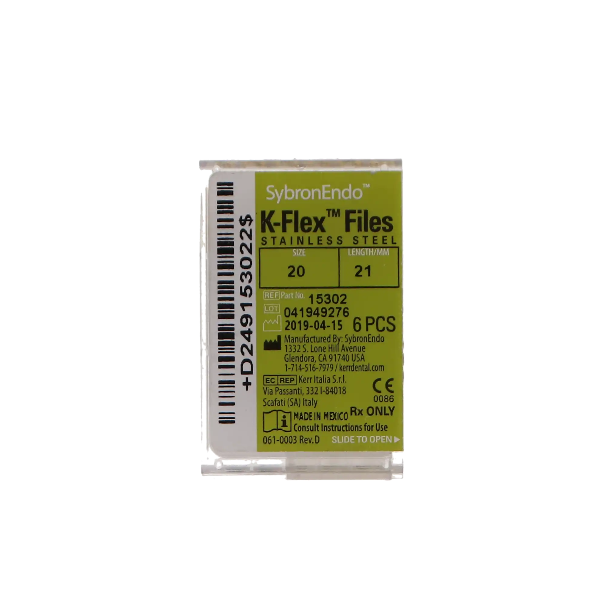 Kerr K-Flex Endodontic Files, #20 (Yellow), 21mm, Stainless Steel, 6/Box, 15302 thumbnail 11