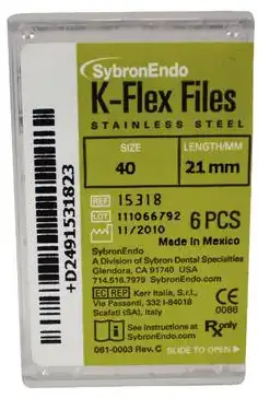 Kerr K-Flex Endodontic Files, Stainless Steel, Size #40, 21mm, Black, 6/Pack, #15318 thumbnail 8
