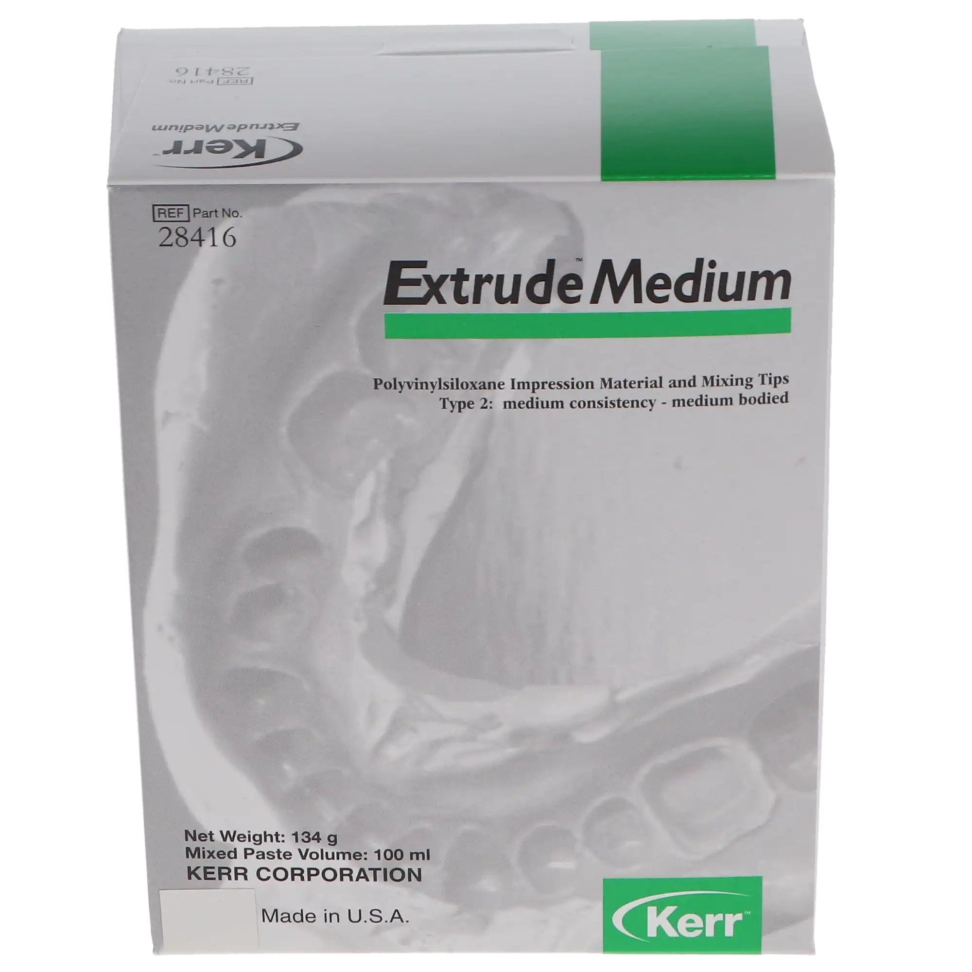 Kerr Extrude VPS Impression Material, Medium Body, Green, 50 ml Cartridges, 8-Cartridge Pack, 28416 thumbnail 2