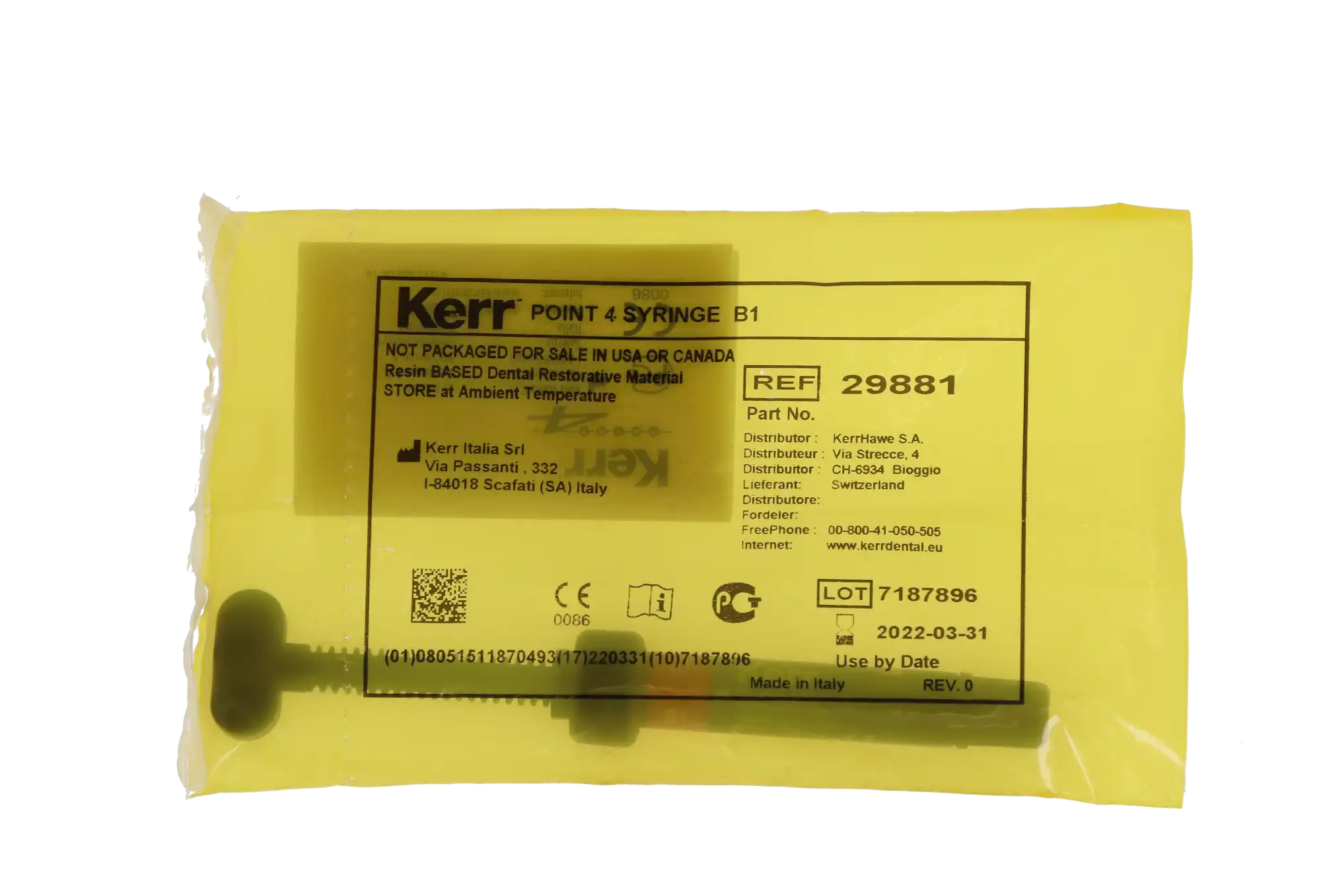Kerr Point 4 Optimized Particle Composite Syringe Refill, Shade B1 Body, 4 g, 1/Pk, 29881 thumbnail 6