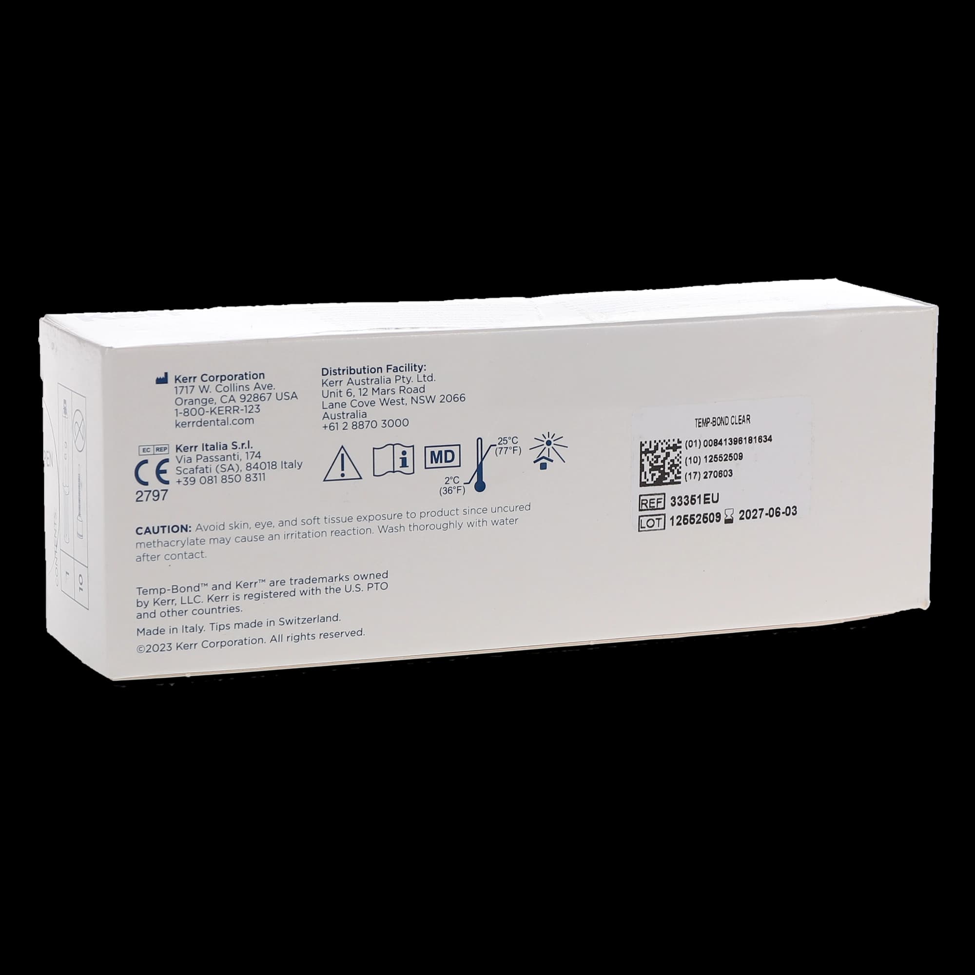 Kerr Temp-Bond Clear with Triclosan Temporary Cement, Automix Syringe, 6 g, Clear, 1 Syringe + 10 Mixing Tips, #33351 thumbnail 12