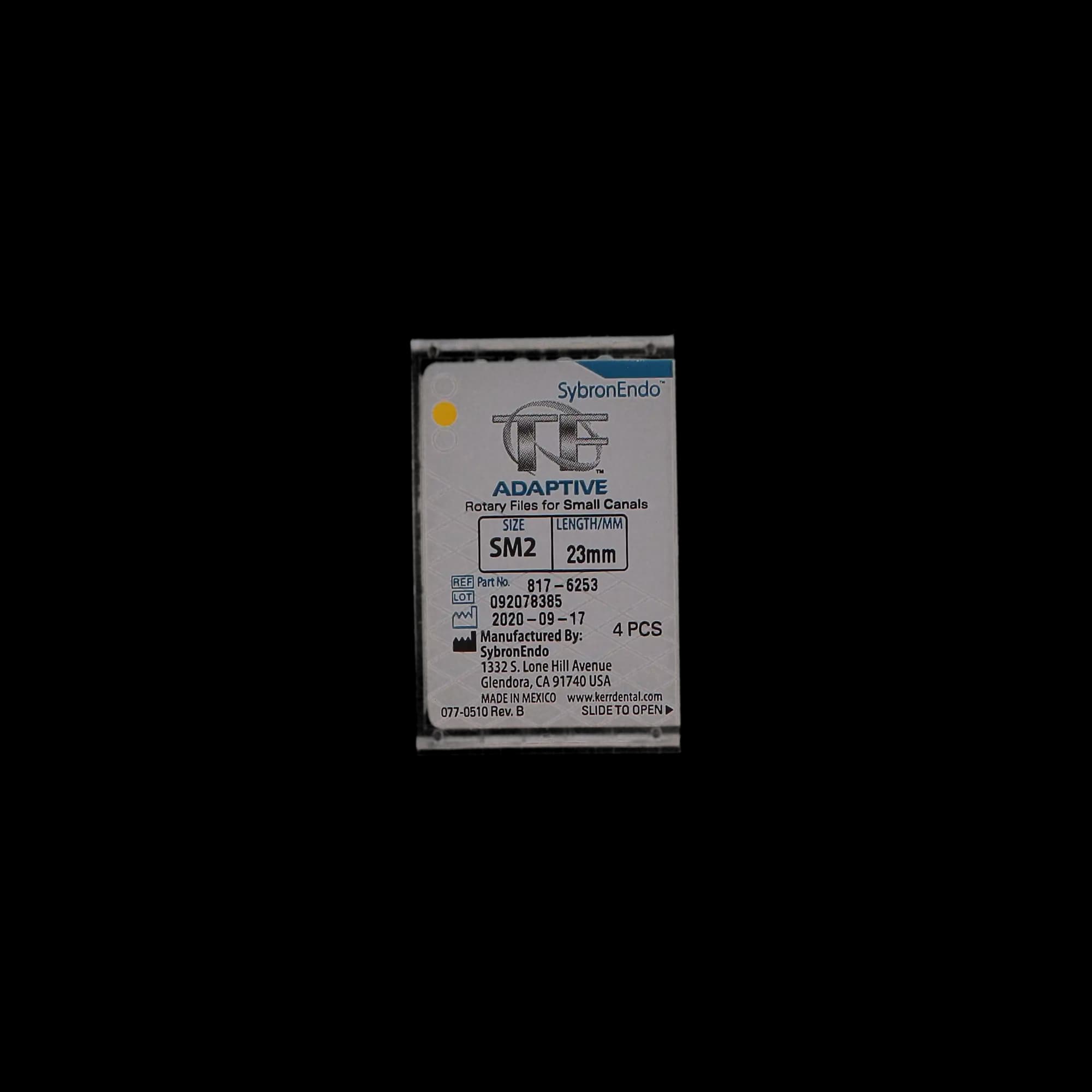 Kerr TF Adaptive Nickel-Titanium Rotary Files, SM2, 23 mm, Yellow, 4/Pkg, 817-6253 thumbnail 12