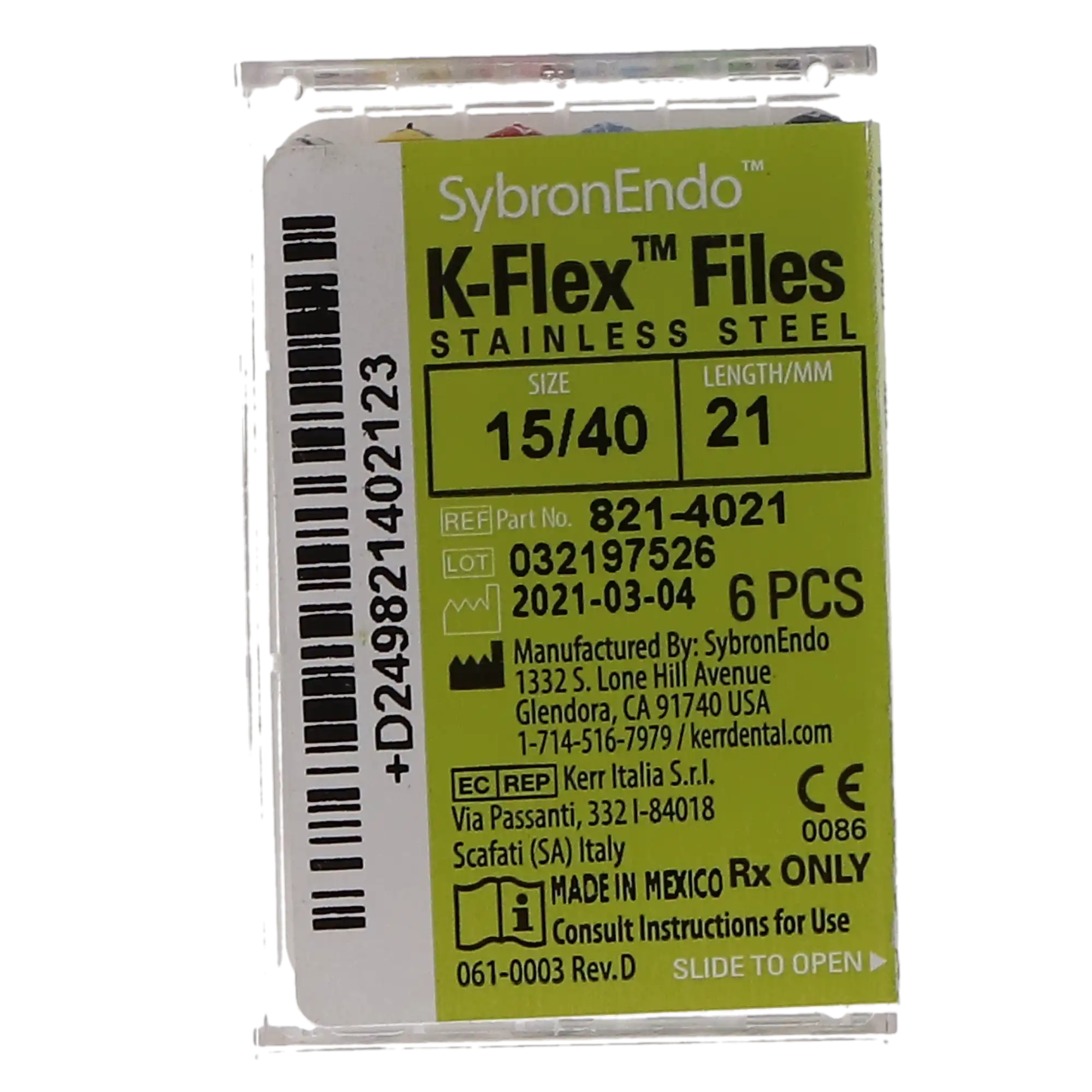 Kerr K-Flex Endodontic Files, Stainless Steel, 21mm, Assorted #15-40, 6/Pack, 821-4021 thumbnail 6