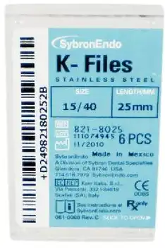Kerr K-Files, Stainless Steel, 25mm, #15-40 Assorted, 6/Box, 821-8025 thumbnail 3