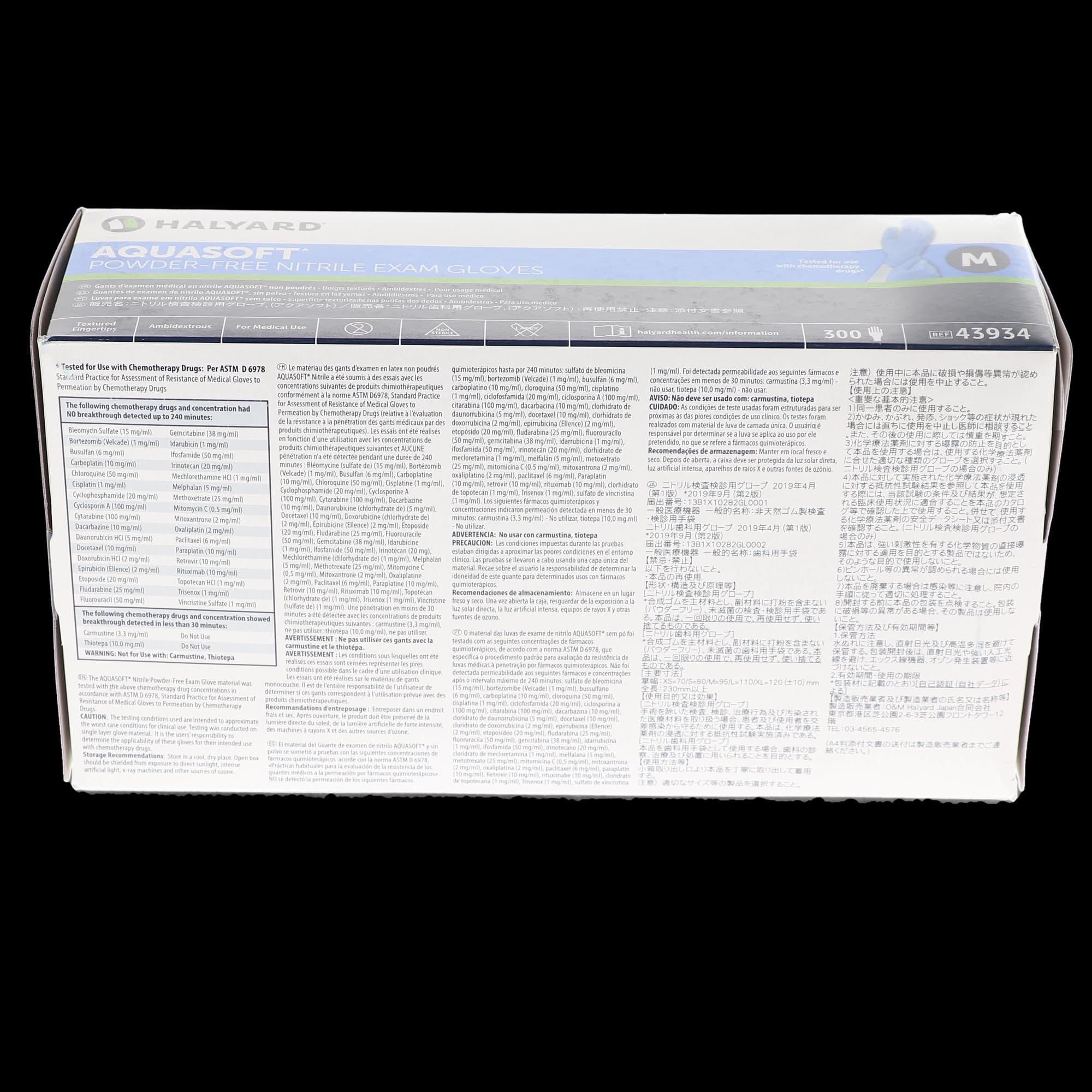 Halyard AquaSoft Nitrile Exam Gloves, Powder-Free, Non-Sterile, Medium, Blue, Textured, 300/Box, 43934 thumbnail 2