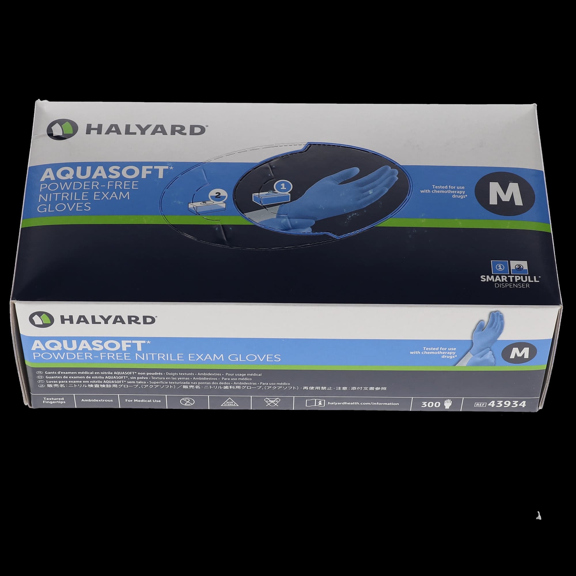 Halyard AquaSoft Nitrile Exam Gloves, Powder-Free, Non-Sterile, Medium, Blue, Textured, 300/Box, 43934 thumbnail 5
