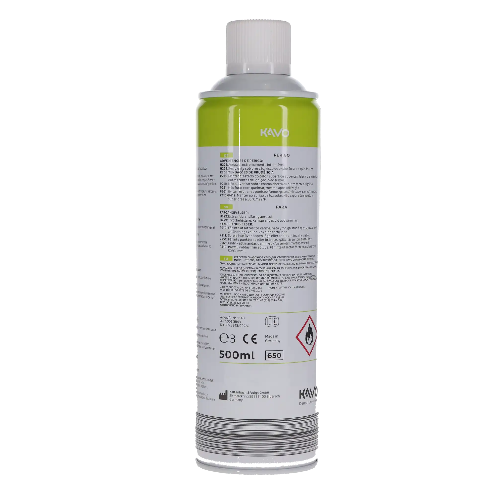 KaVo Quattrocare Plus Spray Can, 500 ml, Without Nozzle, 1/Pk, 10054524 thumbnail 5