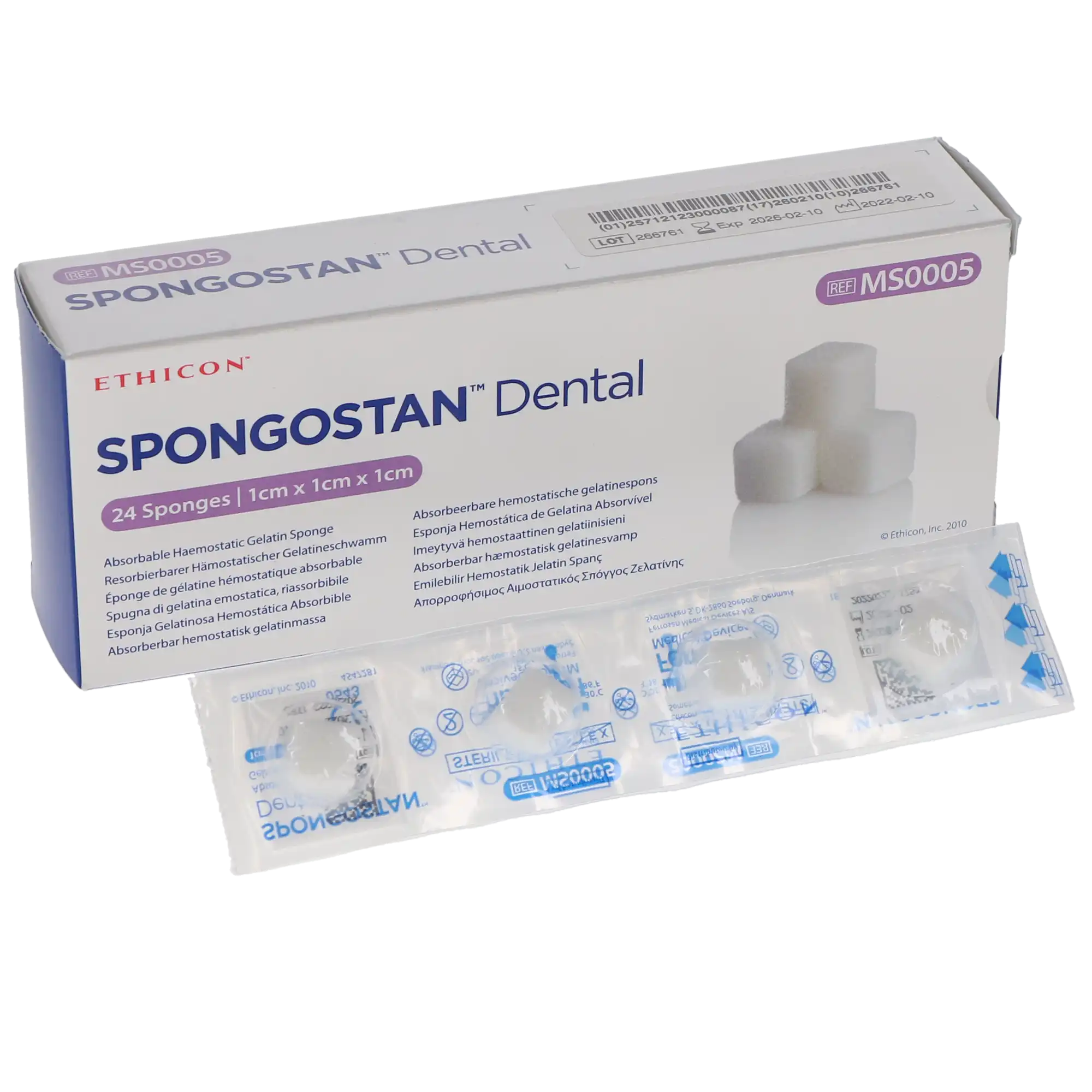 Spongostan Absorbable Hemostatic Gelatin Sponge, 1cm x 1cm x 1cm, Sterile, White, 24/Box, MS0005 thumbnail 3