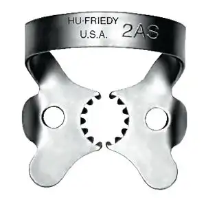 Hu-Friedy Satin Steel Rubber Dam Clamp, #2AS, Winged, Larger Premolars, 1/Pk, RDCM2AS thumbnail 2