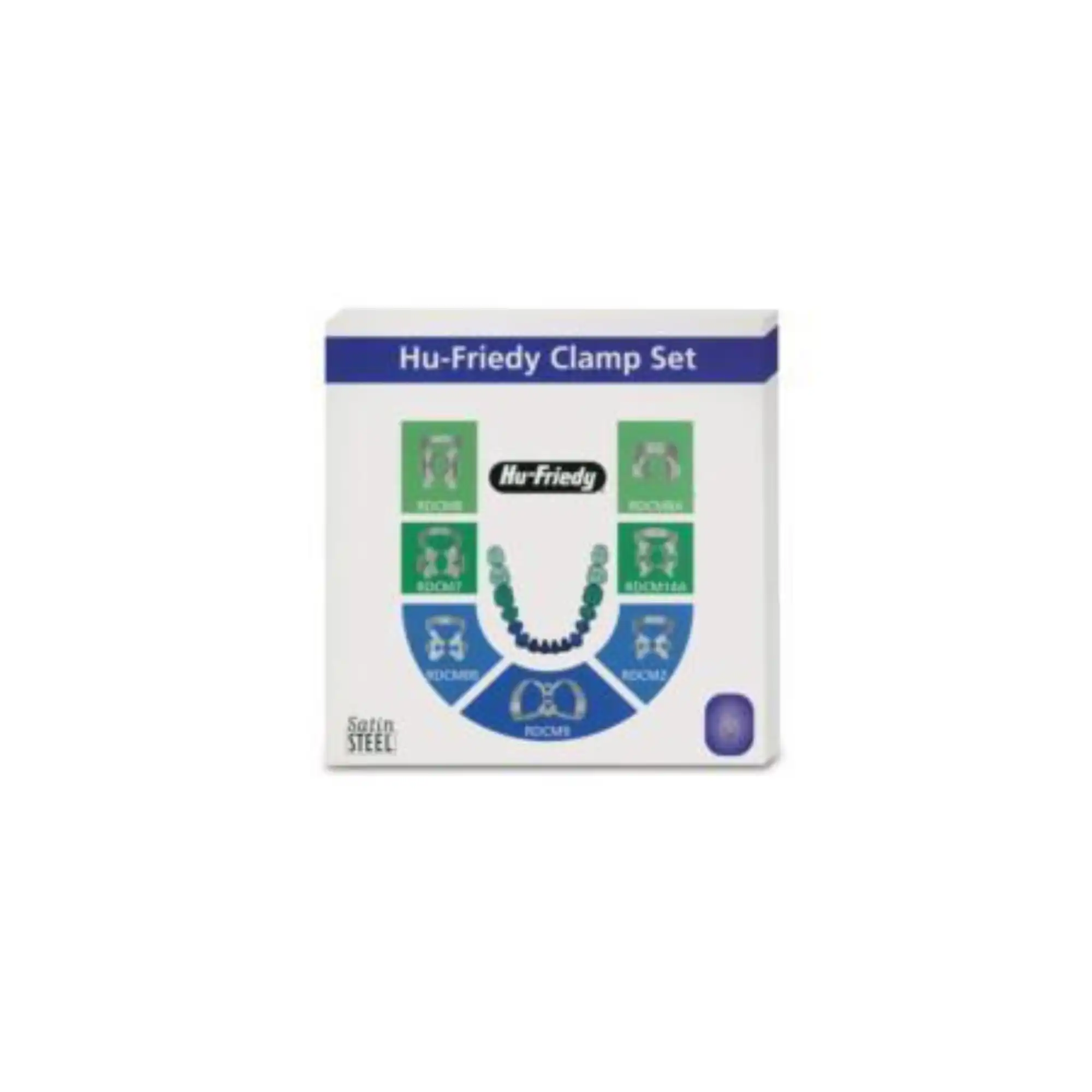 Hu-Friedy Rubber Dam Clamp Set, Satin Steel, 7/Pk, RDCSET7 thumbnail 2