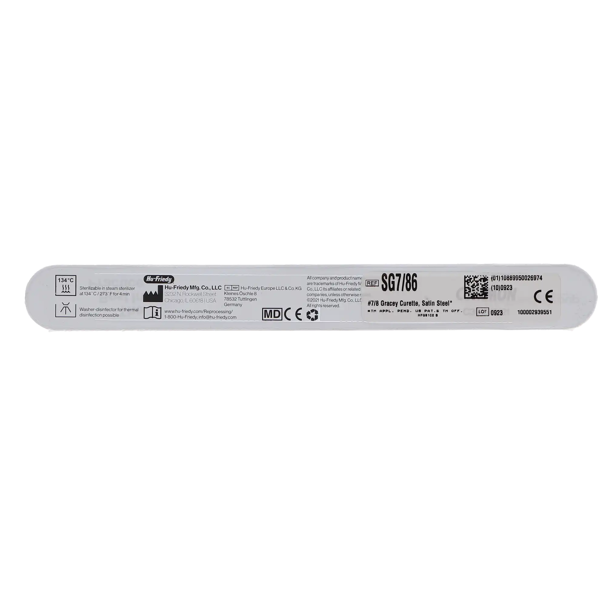 Hu-Friedy Gracey 7/8 Curette, Double-Ended, #6 Satin Steel Handle, SG7/86 thumbnail 5