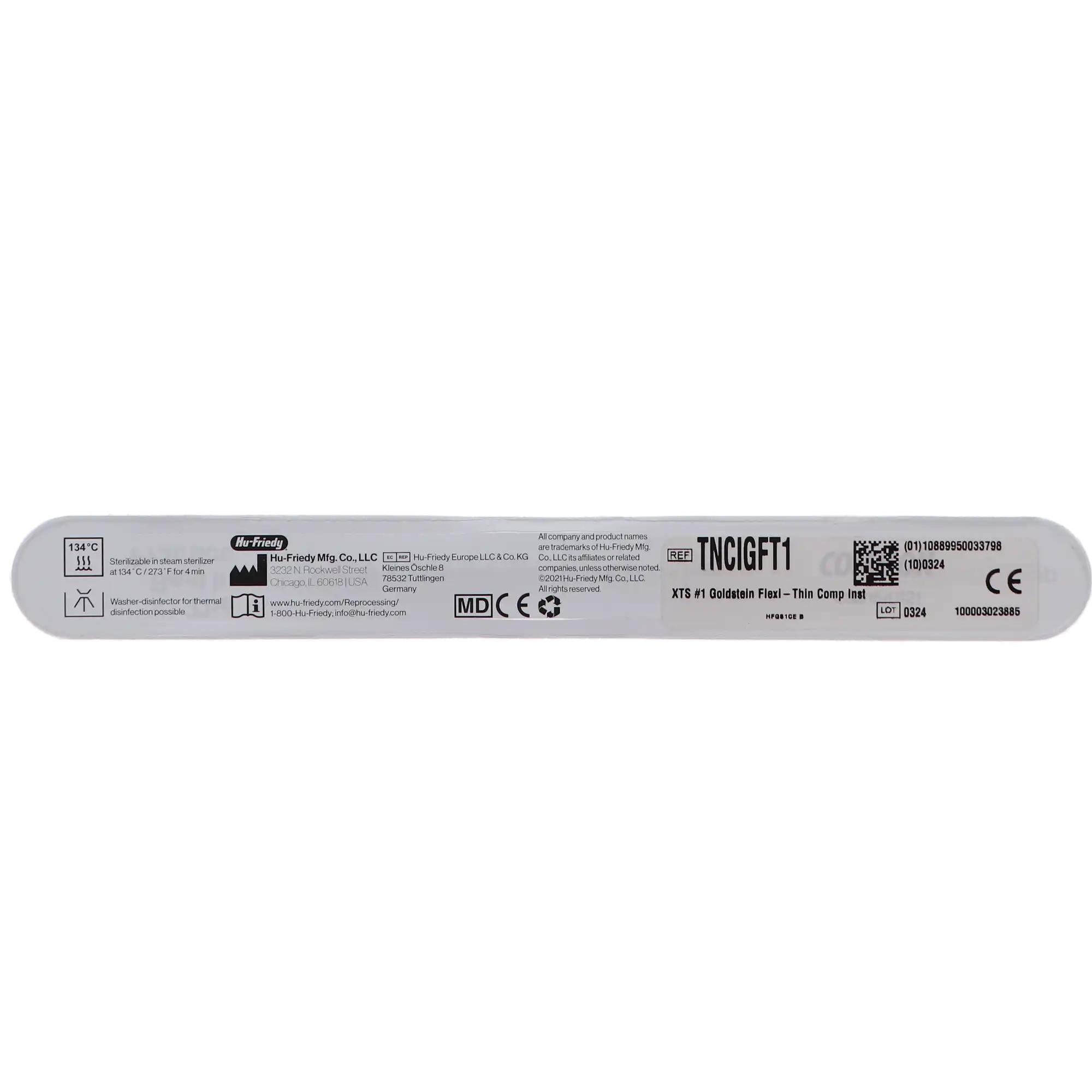 Hu-Friedy Goldstein Flexi-Thin Composite Instrument, Size 1, XTS Smooth Satin Steel Handle, Double-Ended, TNCIGFT1 thumbnail 4