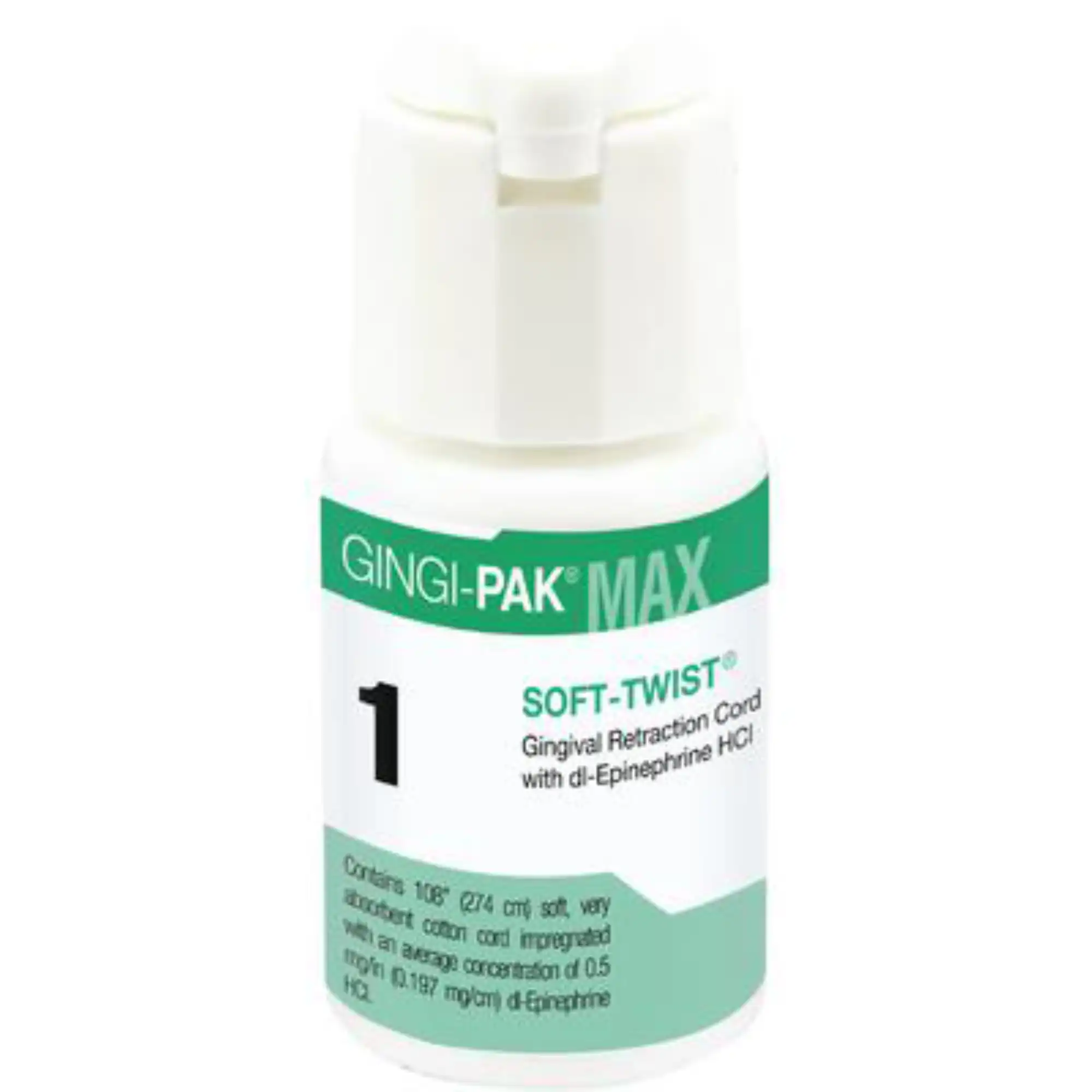 Gingi-Pak MAX Soft-Twist Retraction Cord, #1 Thin, Epinephrine HCl, 108" per Bottle, 10105M thumbnail 2