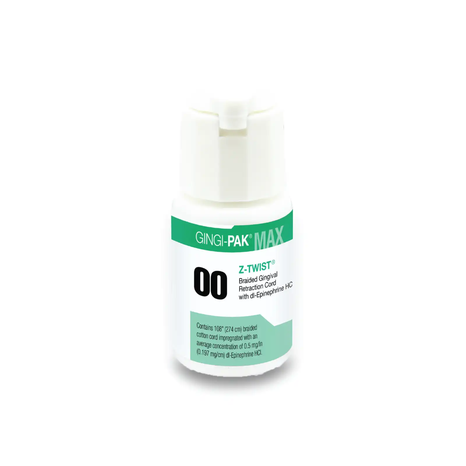 Gingi-Pak Max Z-Twist Retraction Cord with DL-Epinephrine HCl, Size #00 Very Thin, 108" per Bottle, 10170M thumbnail 2