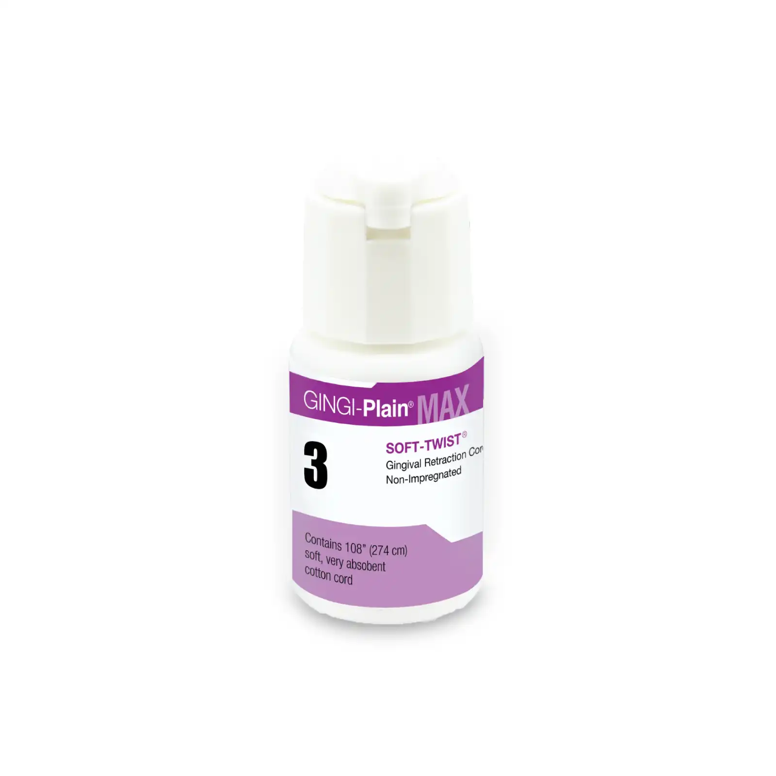 Gingi-Pak MAX Soft-Twist Gingi-Plain Retraction Cord, Non-Impregnated, Size #3 (Thick), 108" per Bottle, #11115M thumbnail 4