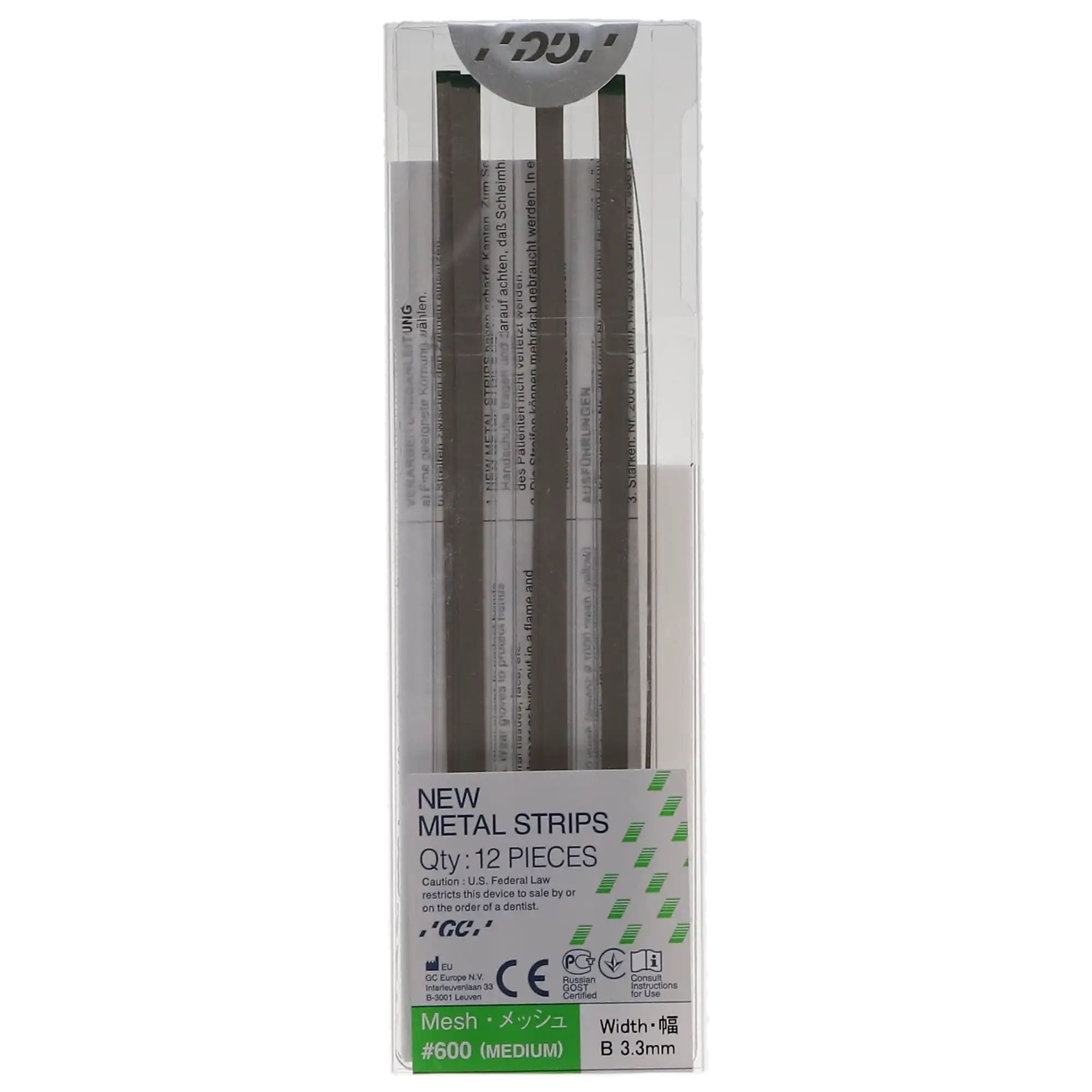 GC America Metal Finishing Strips, Refill, #600-B Width Mesh, 70 Micron, 3.3 mm, Medium, Green, 12/Pk, 000261 thumbnail 6